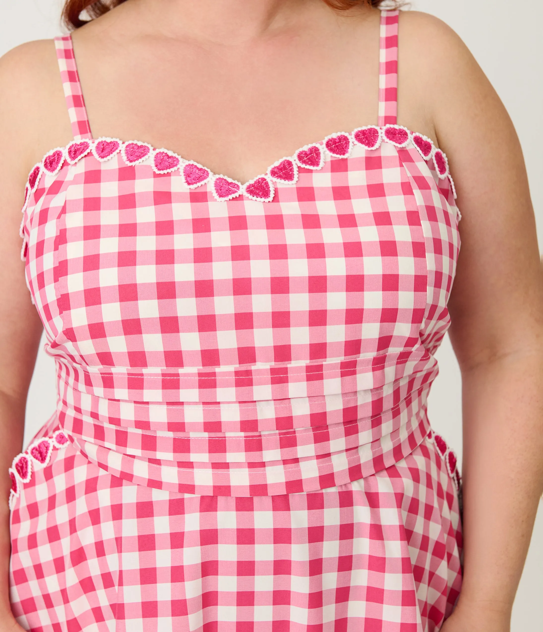 Unique Vintage Plus Size Hot Pink Gingham Follow Your Heart Flare Dress sold by Unique Vintage product image thumbnail 5