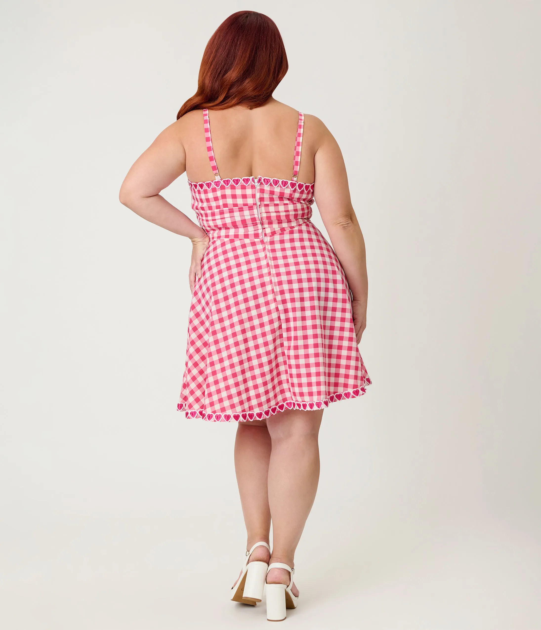 Unique Vintage Plus Size Hot Pink Gingham Follow Your Heart Flare Dress sold by Unique Vintage product image thumbnail 2