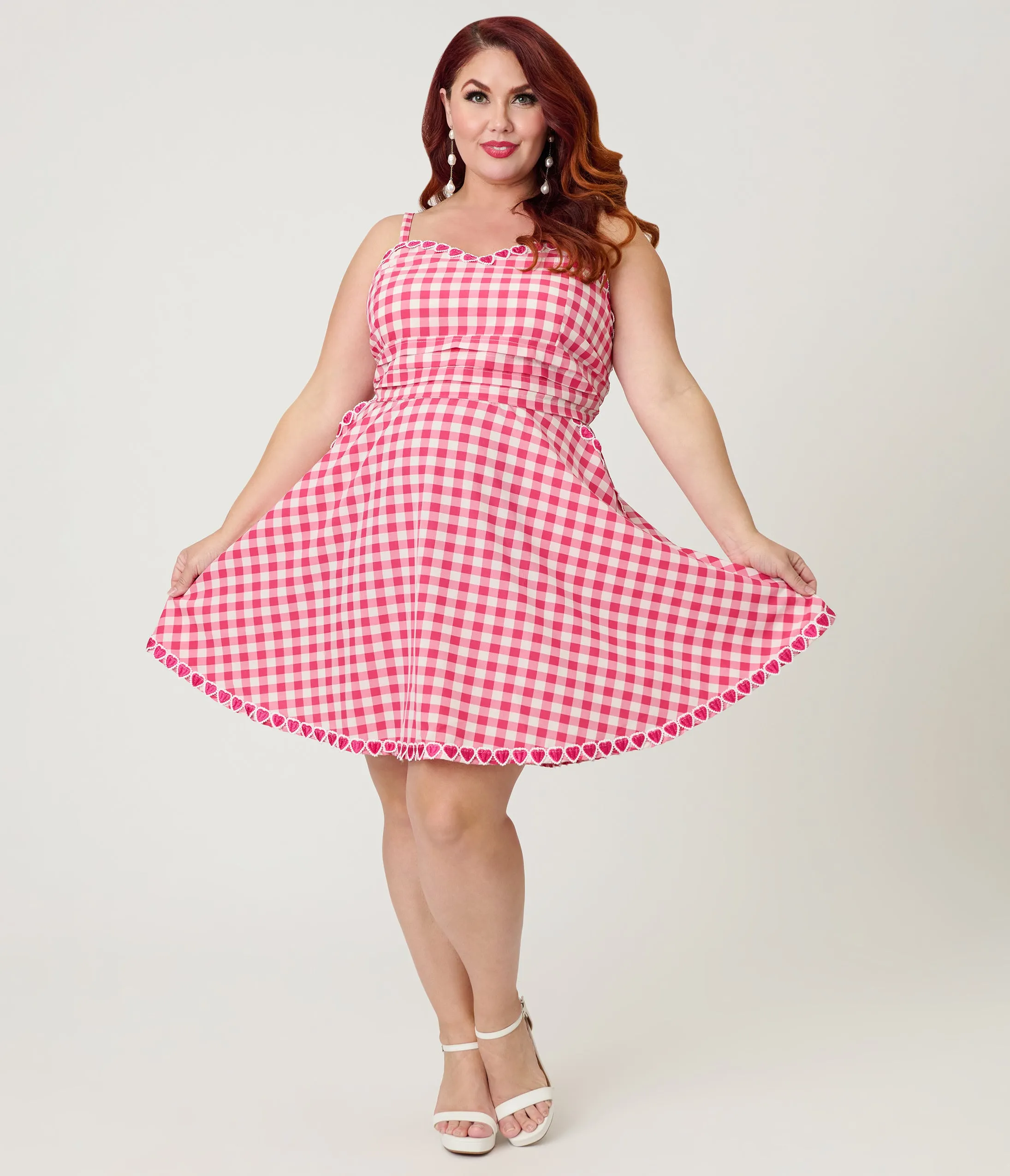 Unique Vintage Plus Size Hot Pink Gingham Follow Your Heart Flare Dress sold by Unique Vintage product image thumbnail 3