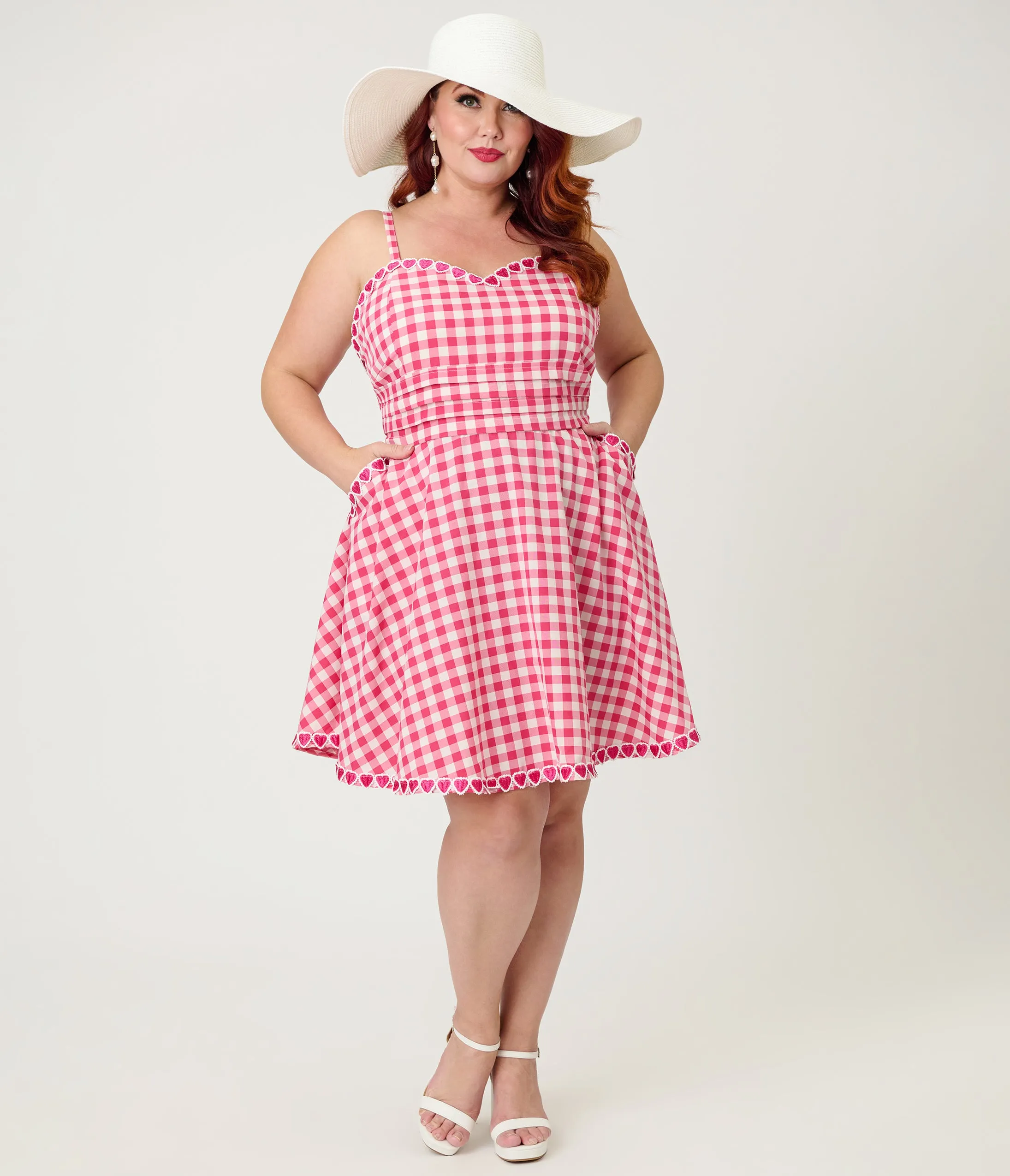 Unique Vintage Plus Size Hot Pink Gingham Follow Your Heart Flare Dress sold by Unique Vintage product image thumbnail 4