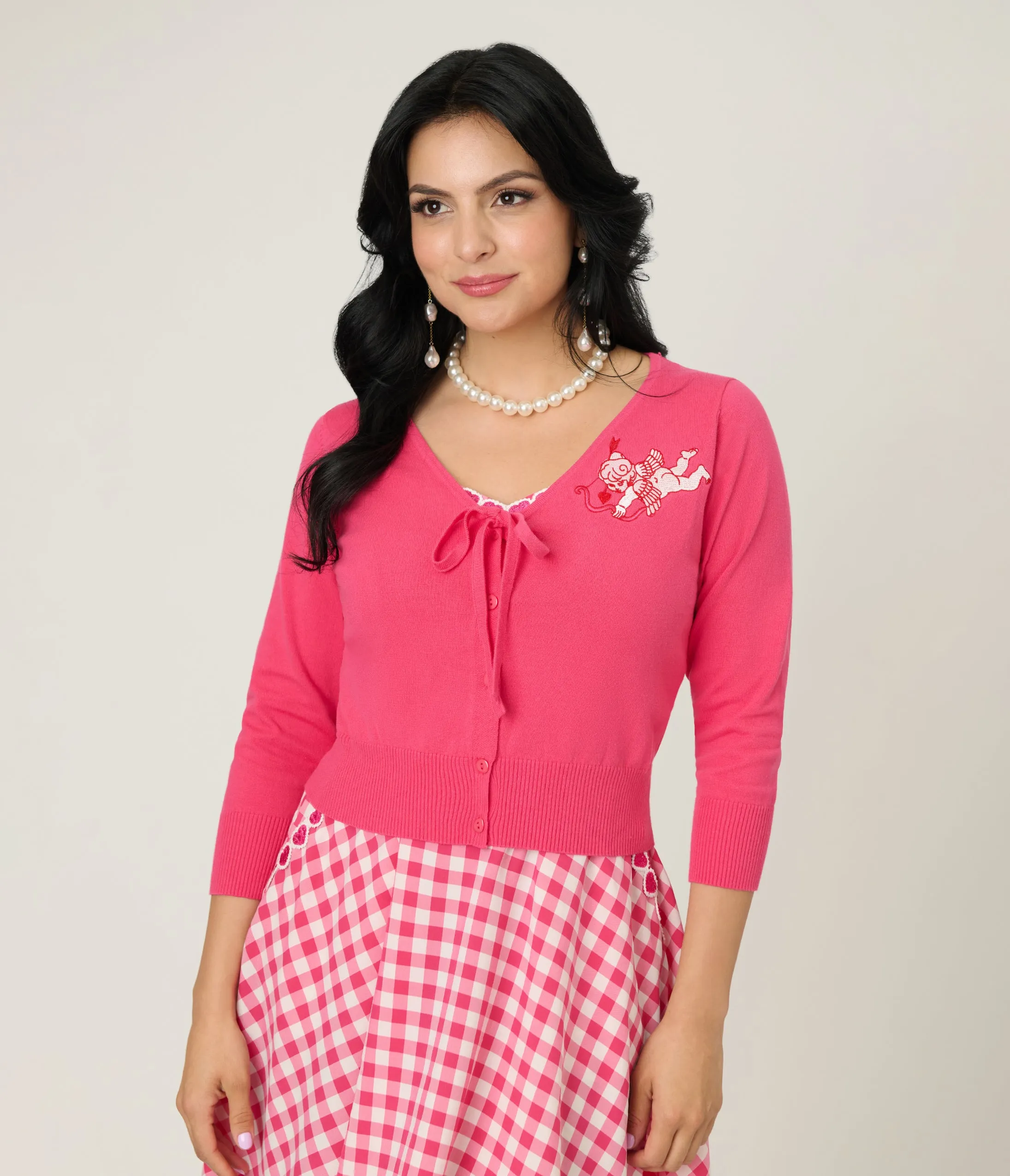 Unique Vintage Hot Pink & Cupid Accent Dandy Cardigan sold by Unique Vintage product image thumbnail 3