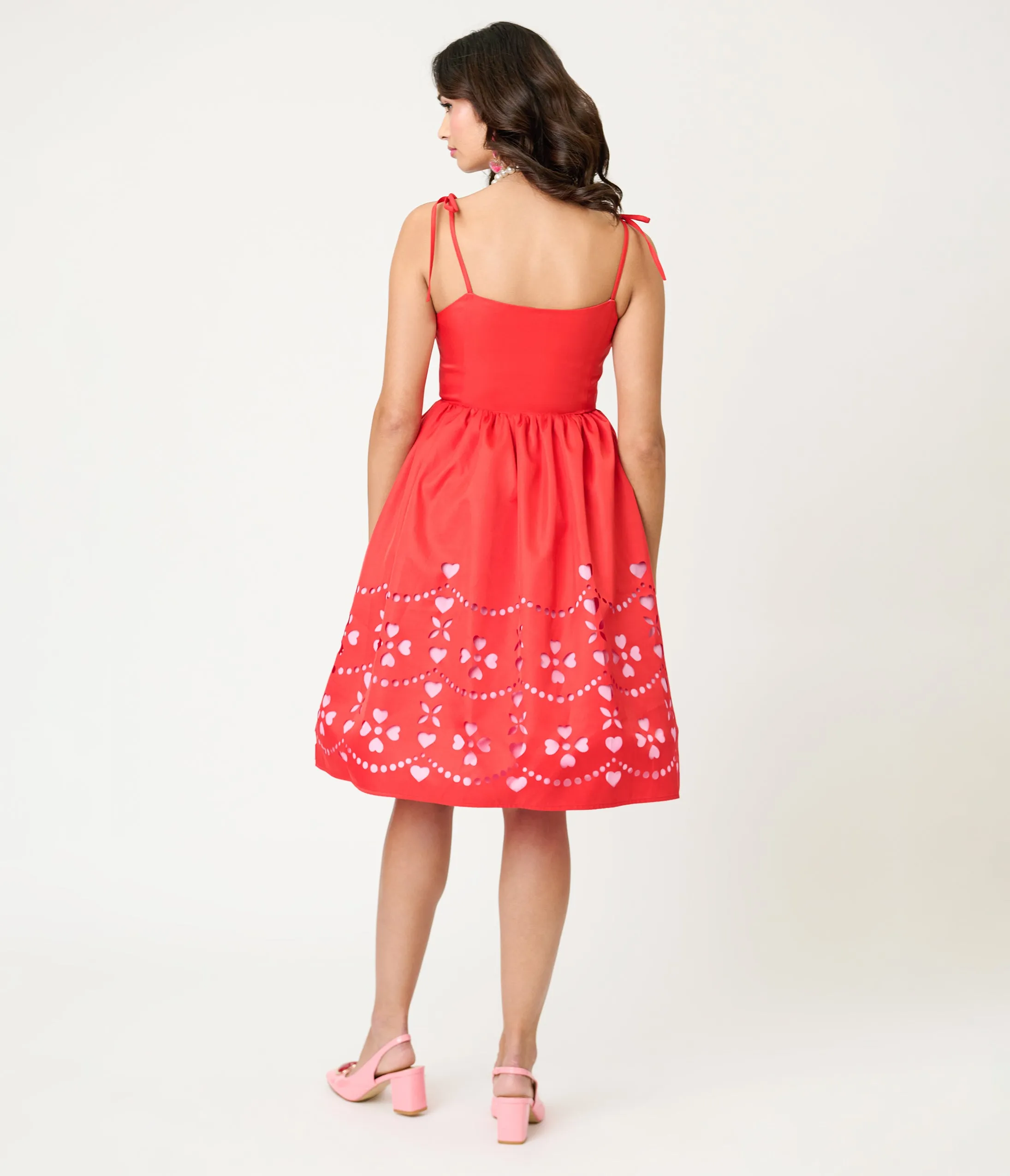 Unique Vintage Red & Pink Hearts Cutout Swing Dress sold by Unique Vintage product image thumbnail 2