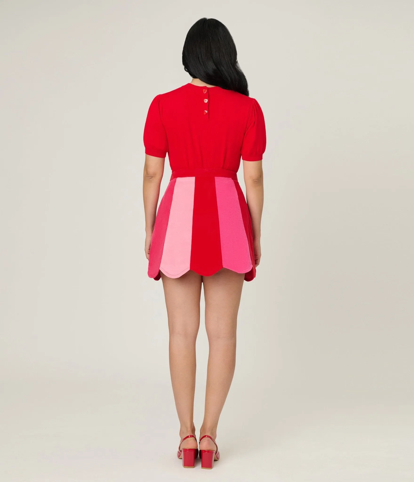 Smak Parlour Red & Pink Scalloped Mini Skirt sold by Unique Vintage product image thumbnail 3