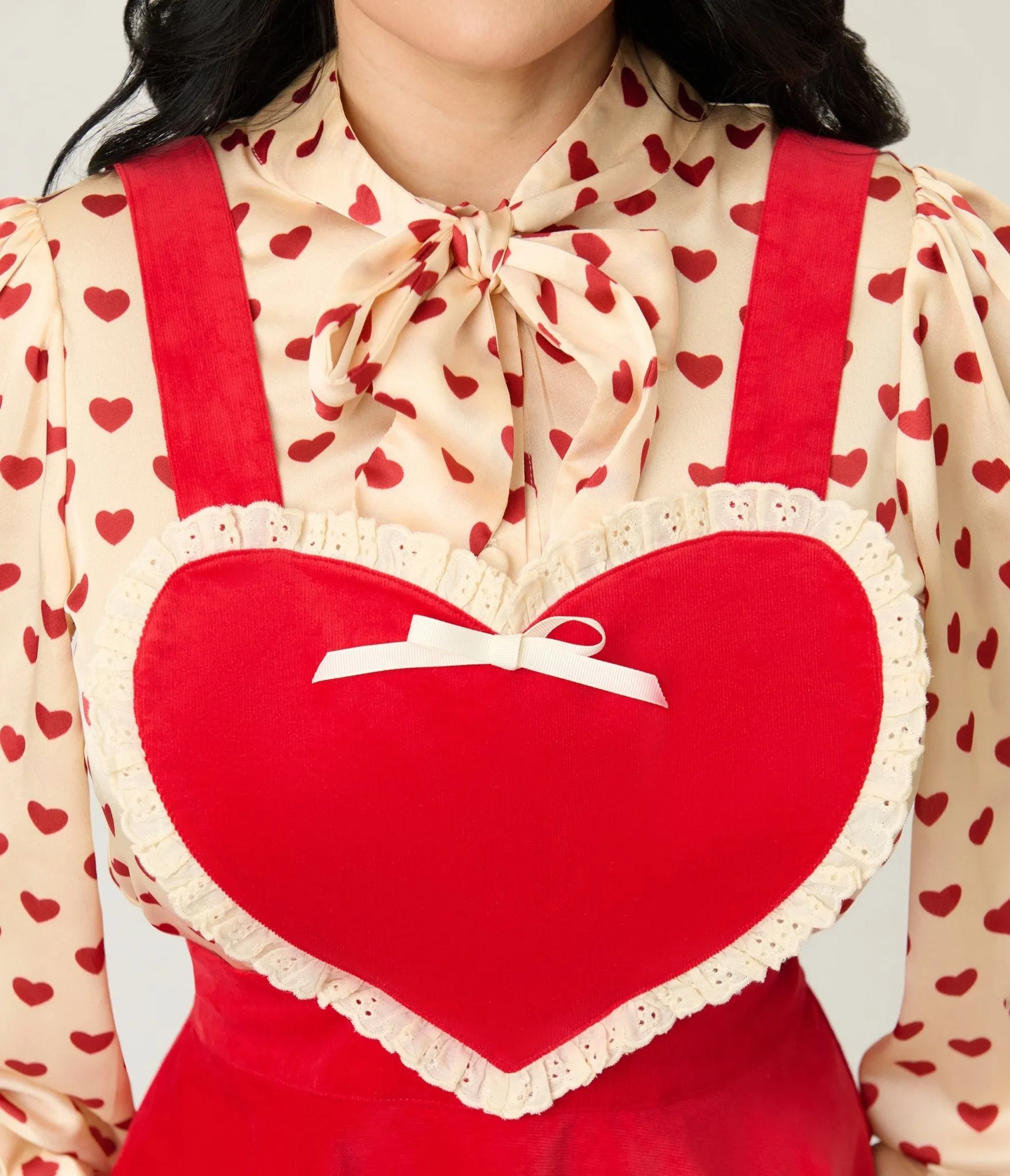 Unique Vintage Red Heart Bib Pinafore Skirt sold by Unique Vintage product image thumbnail 5