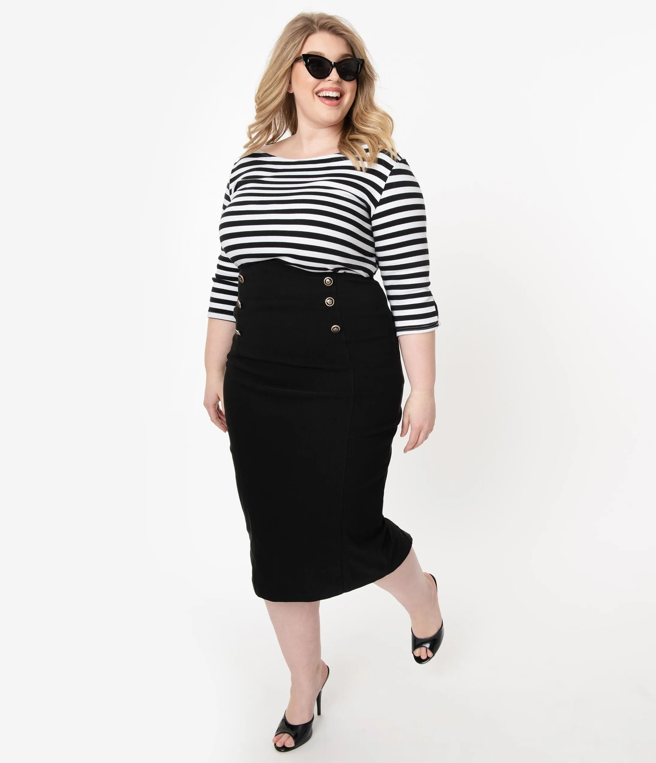 Unique Vintage Plus Size Black Sailor High Waist Sierra Pencil Skirt sold by Unique Vintage product image thumbnail 4
