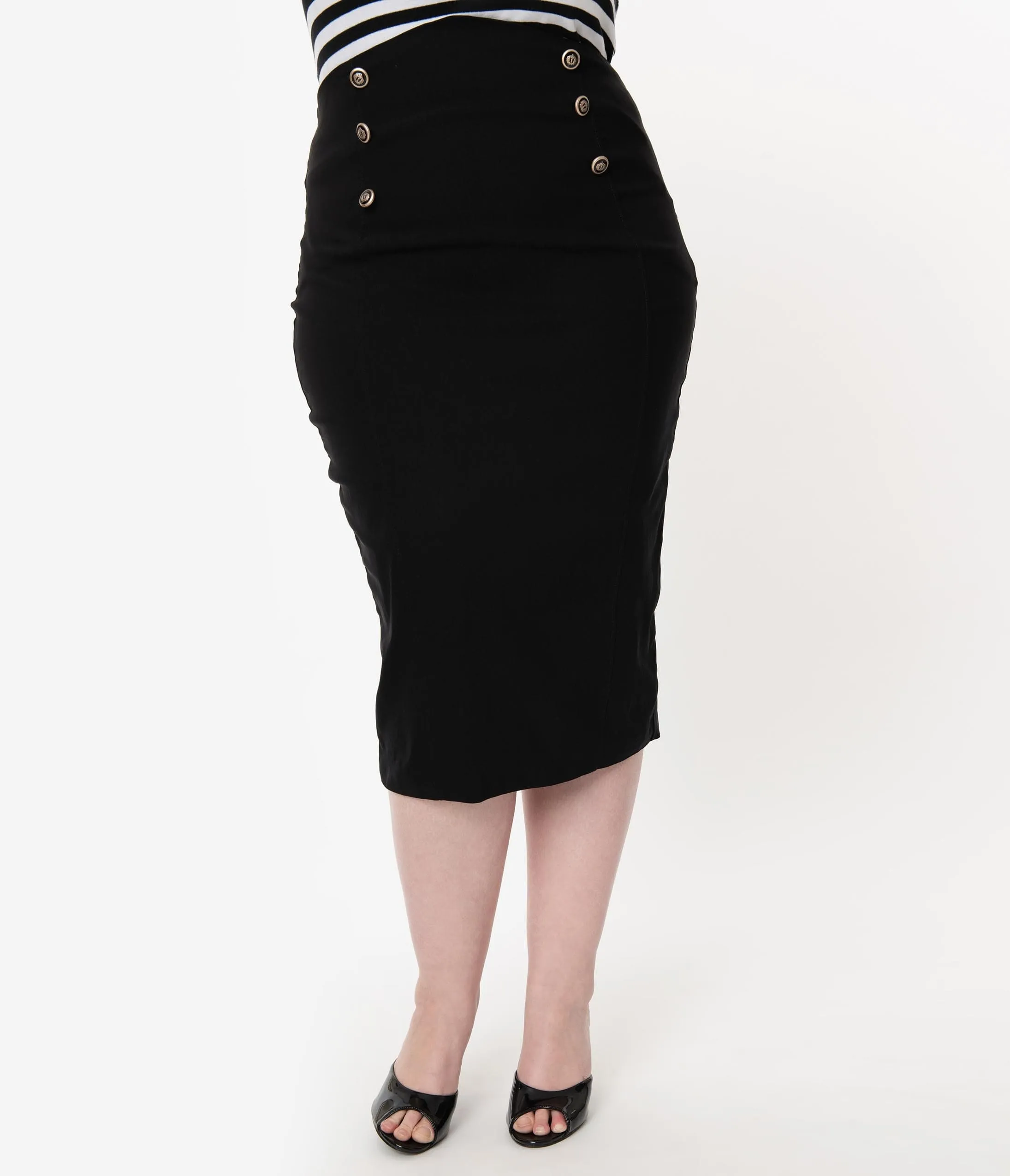 Unique Vintage Plus Size Black Sailor High Waist Sierra Pencil Skirt sold by Unique Vintage product image thumbnail 2