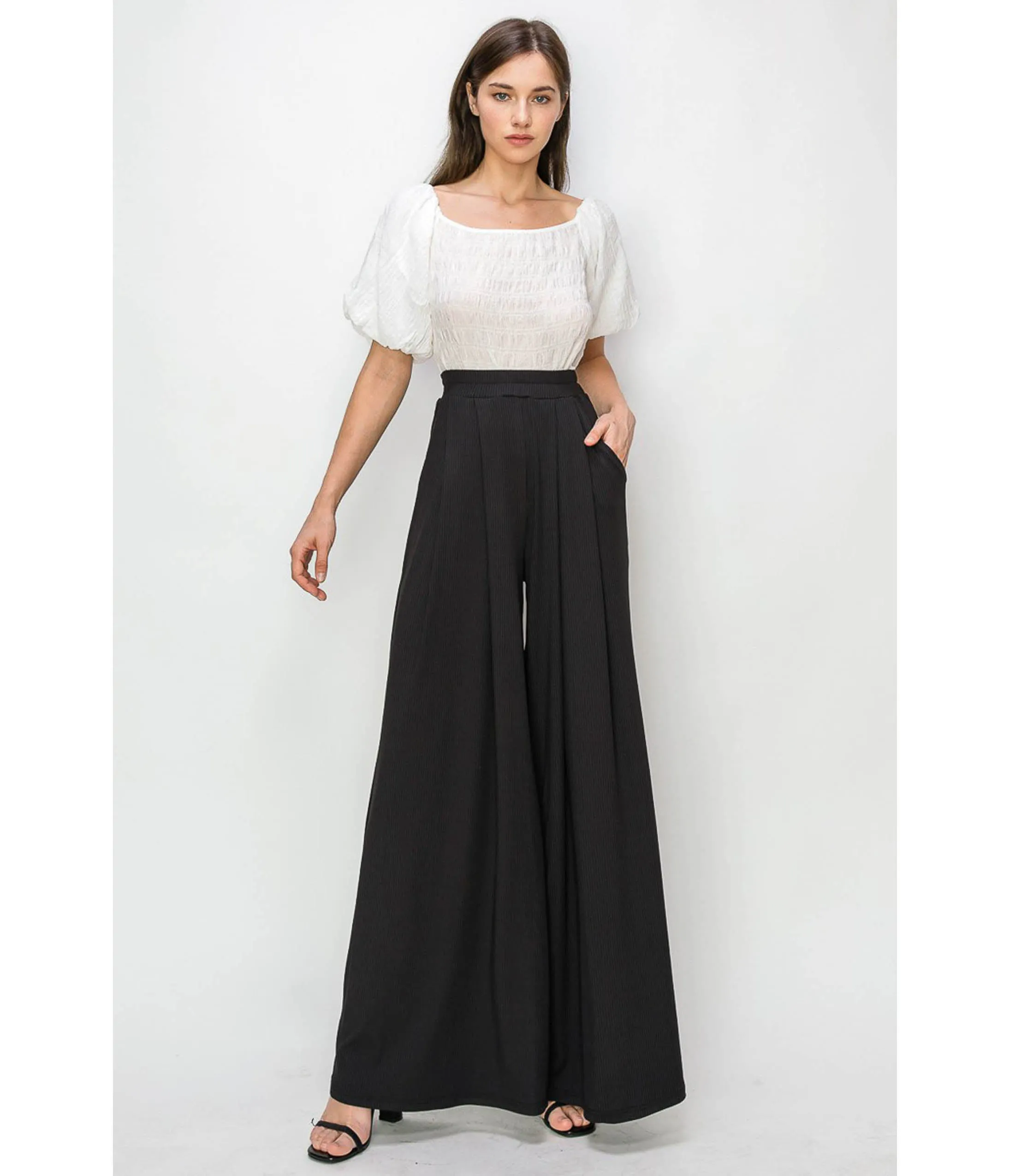 Black Marsala Palazzo Pants sold by Unique Vintage