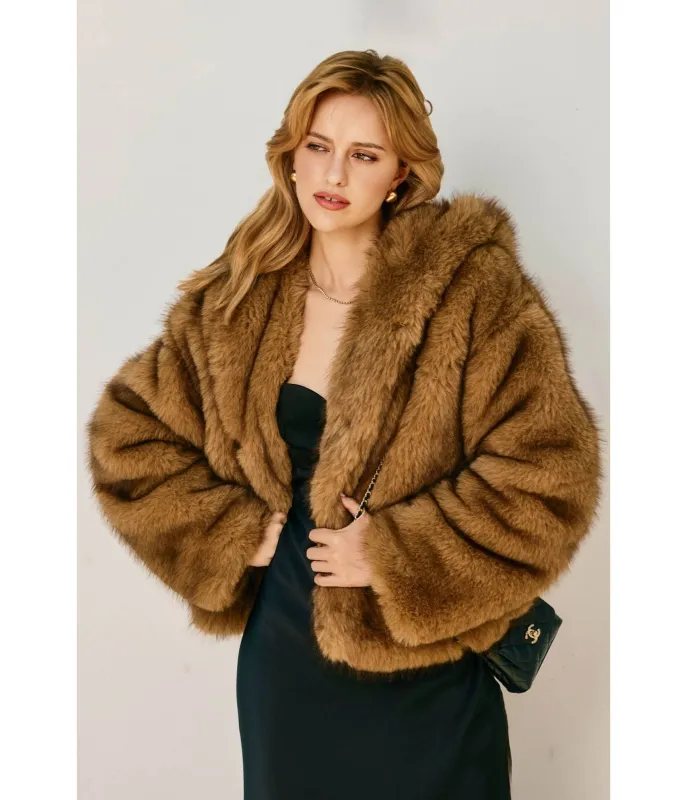Light Brown Faux Fur Coat sold by Unique Vintage
