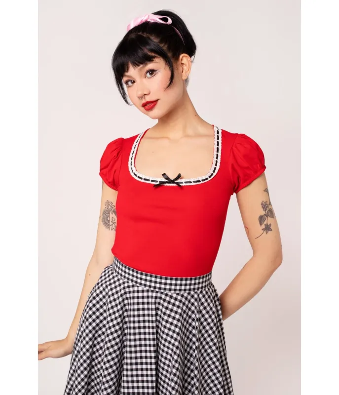 Hell Bunny Red Gracie Top sold by Unique Vintage