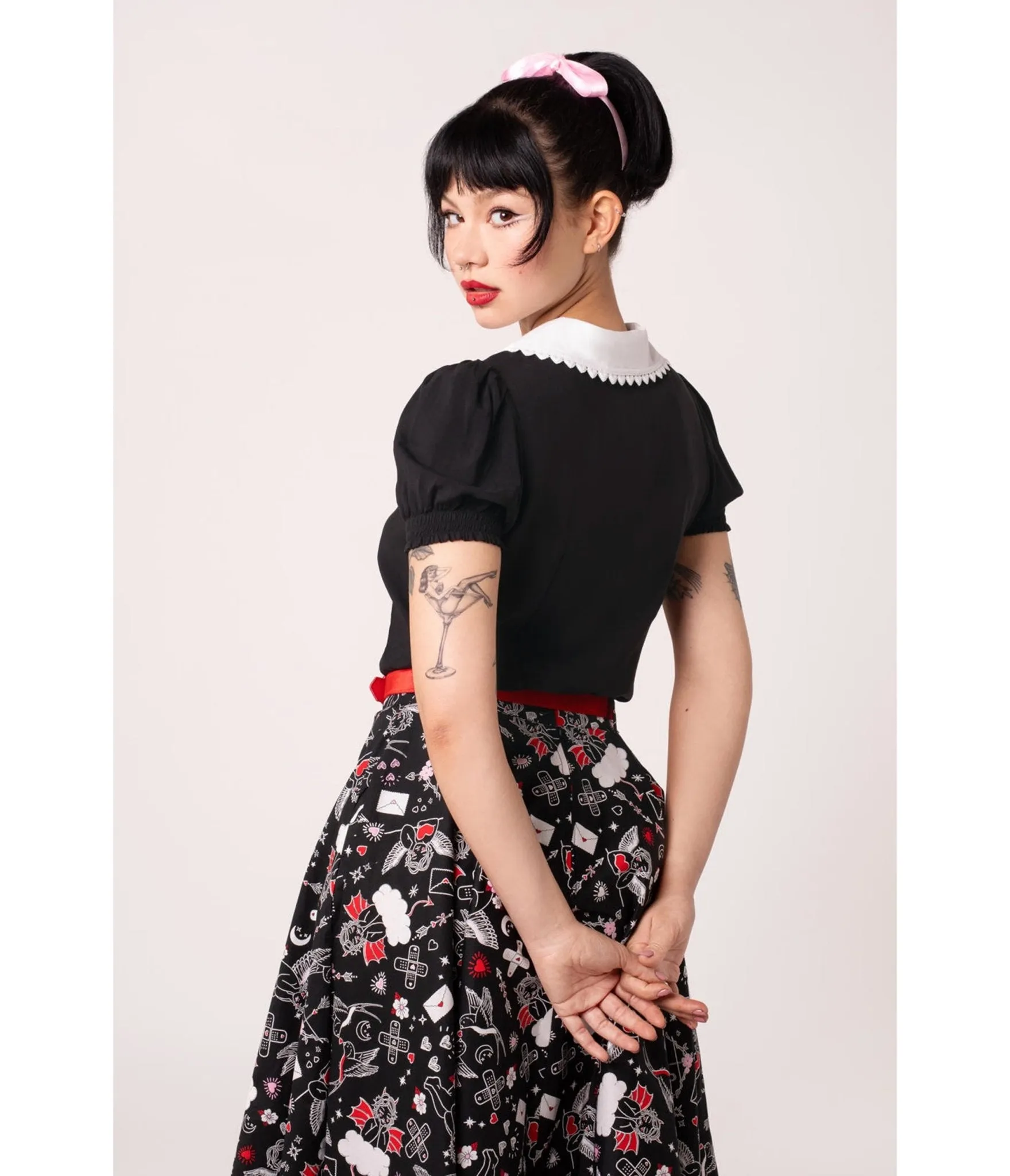 Hell Bunny Black Cupid Blouse sold by Unique Vintage product image thumbnail 2