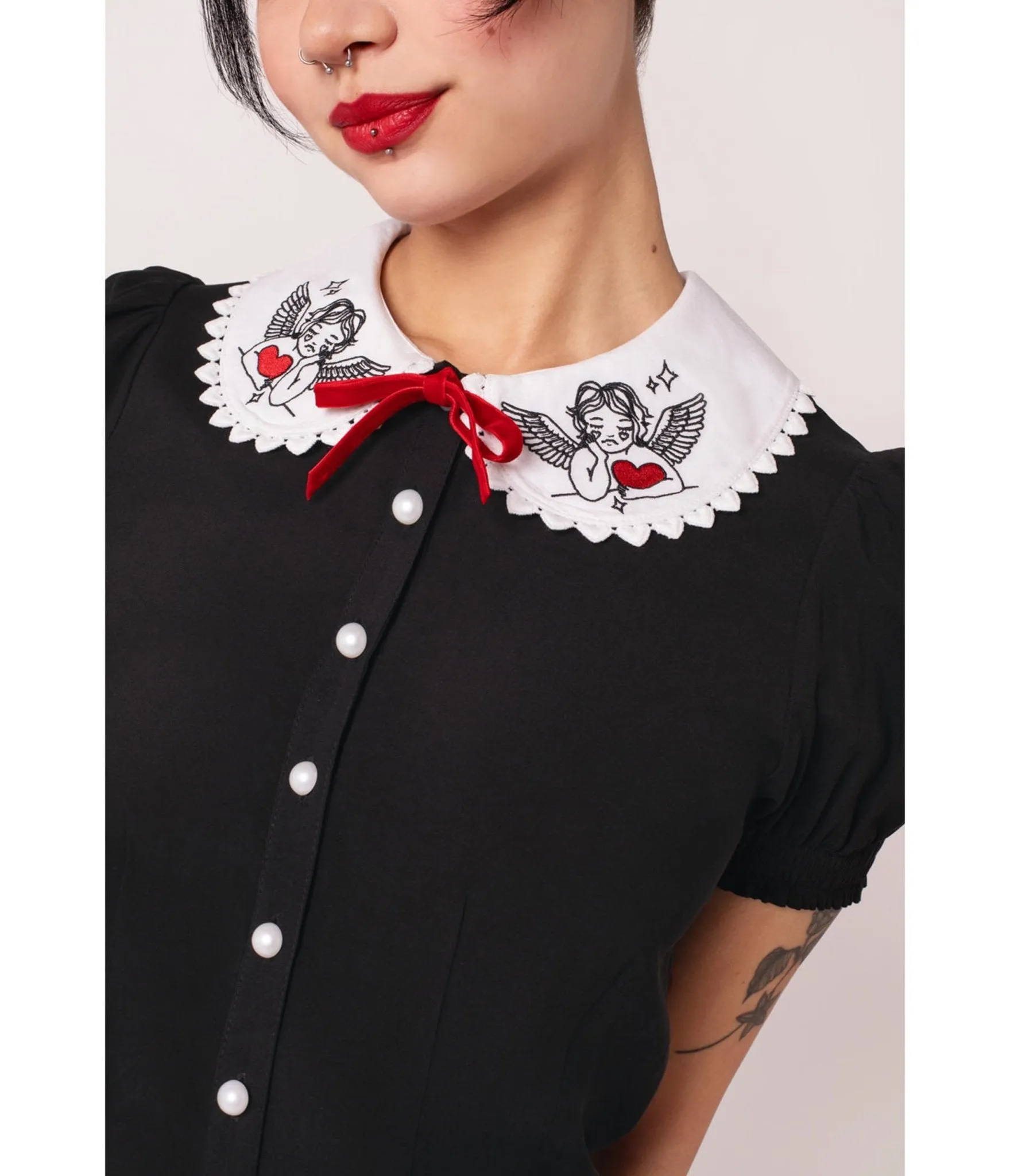 Hell Bunny Black Cupid Blouse sold by Unique Vintage product image thumbnail 3