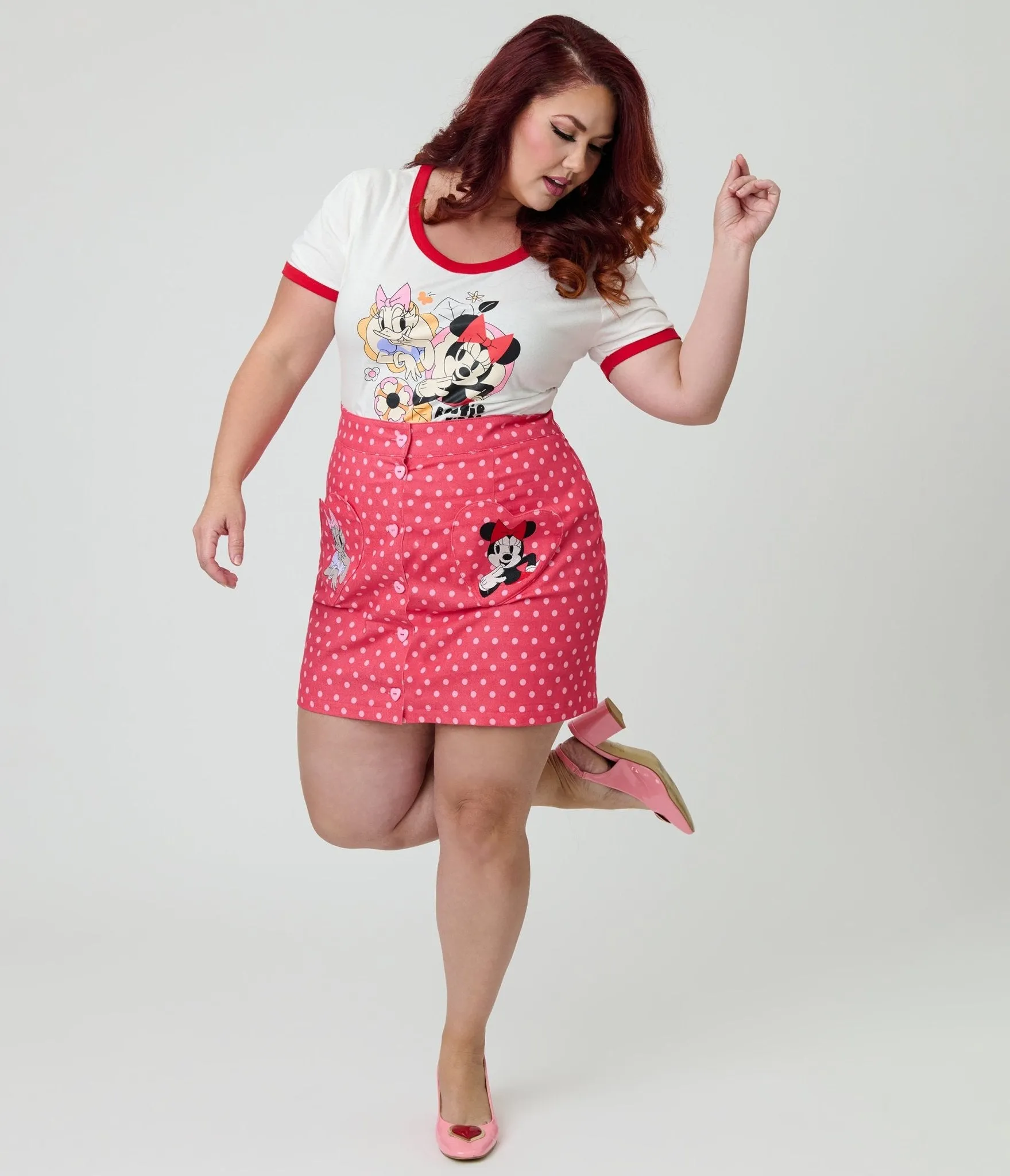 Disney Mickey & Friends Collection by Smak Parlour Plus Size Minnie & Daisy Galentines Mini Skirt sold by Unique Vintage product image thumbnail 4