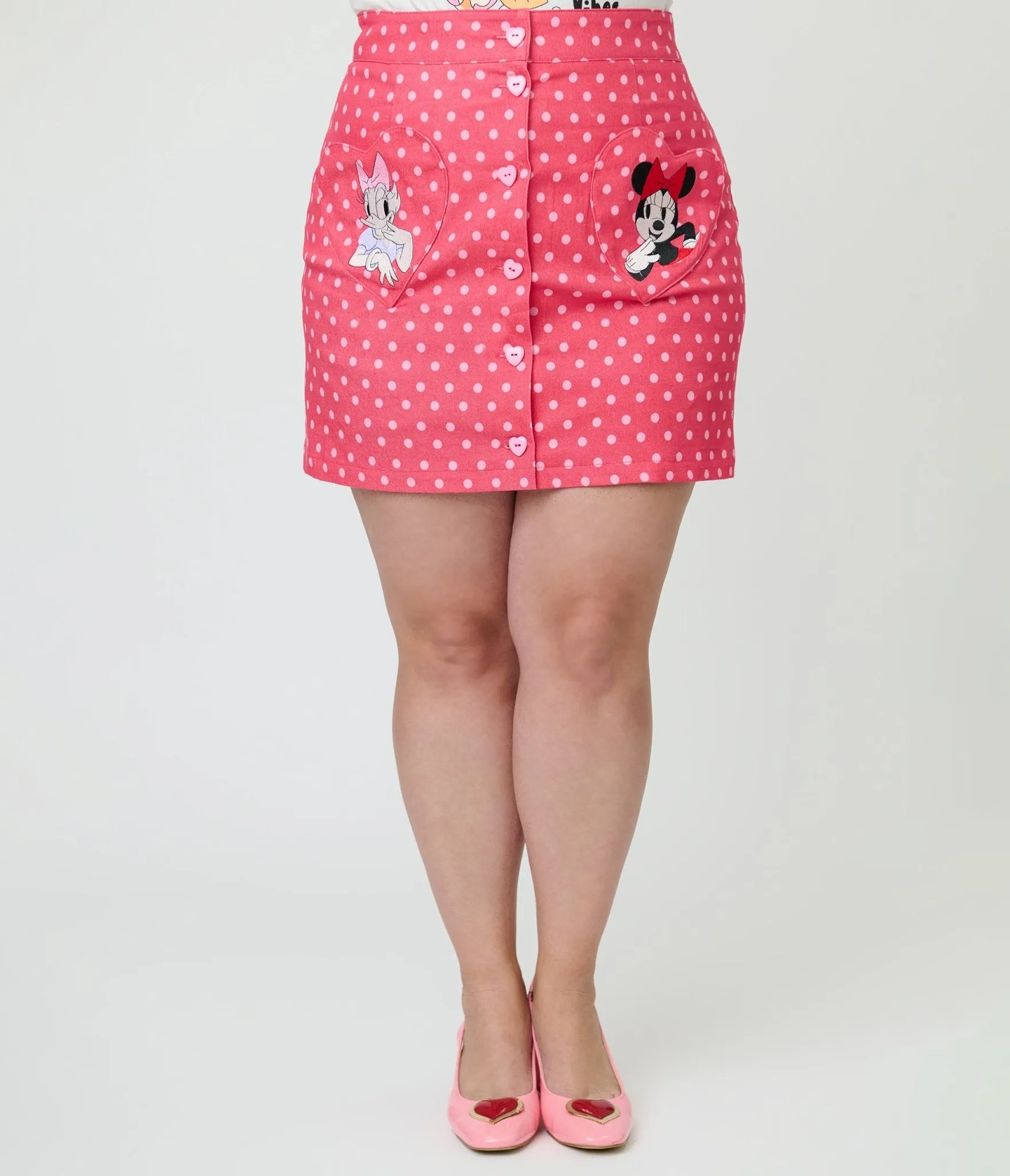 Disney Mickey & Friends Collection by Smak Parlour Plus Size Minnie & Daisy Galentines Mini Skirt sold by Unique Vintage product image thumbnail 3