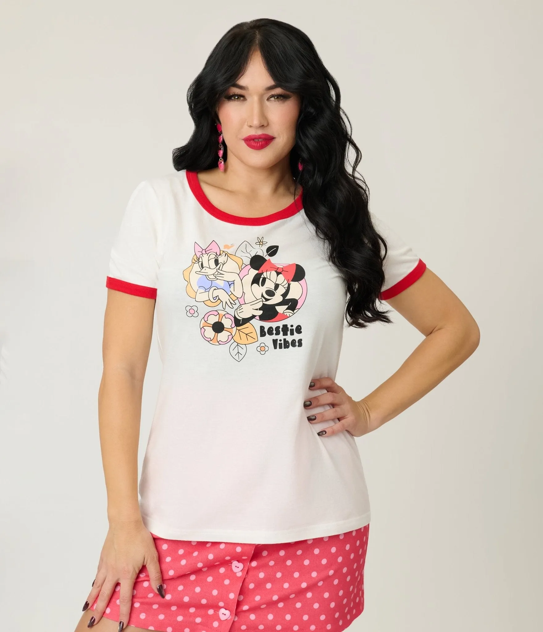Disney Mickey & Friends Collection by Unique Vintage Bestie Vibes Unisex Ringer Graphic Tee sold by Unique Vintage product image thumbnail 3