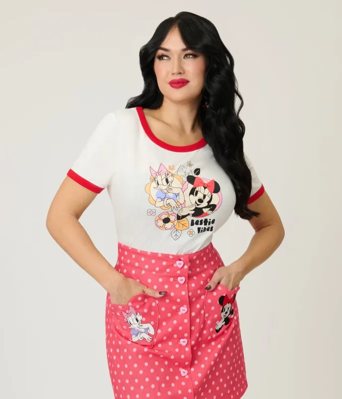 Disney Mickey & Friends Collection by Unique Vintage Bestie Vibes Unisex Ringer Graphic Tee sold by Unique Vintage