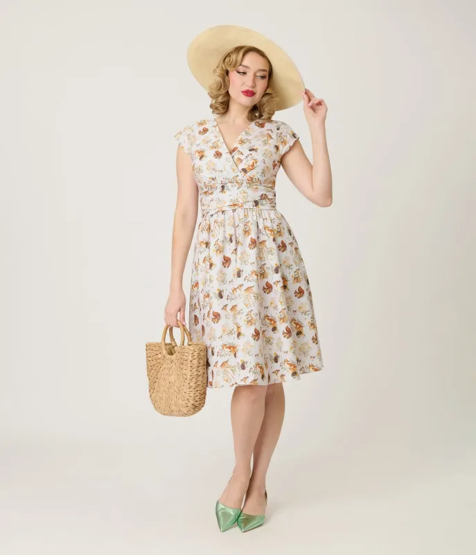 Retrolicious Forest Animal Print Greta Swing Dress sold by Unique Vintage