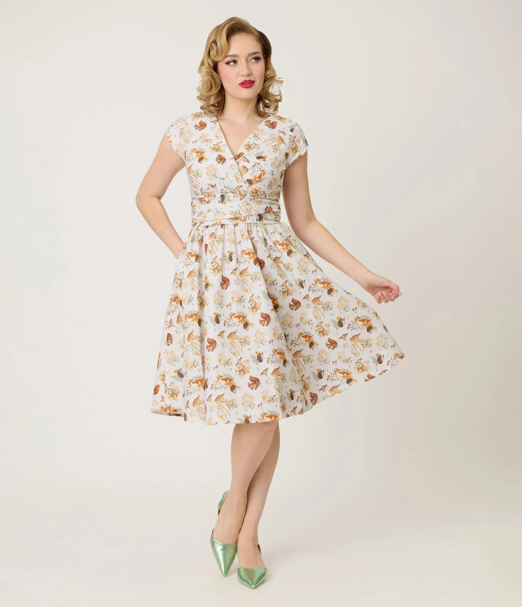 Retrolicious Forest Animal Print Greta Swing Dress sold by Unique Vintage product image thumbnail 4