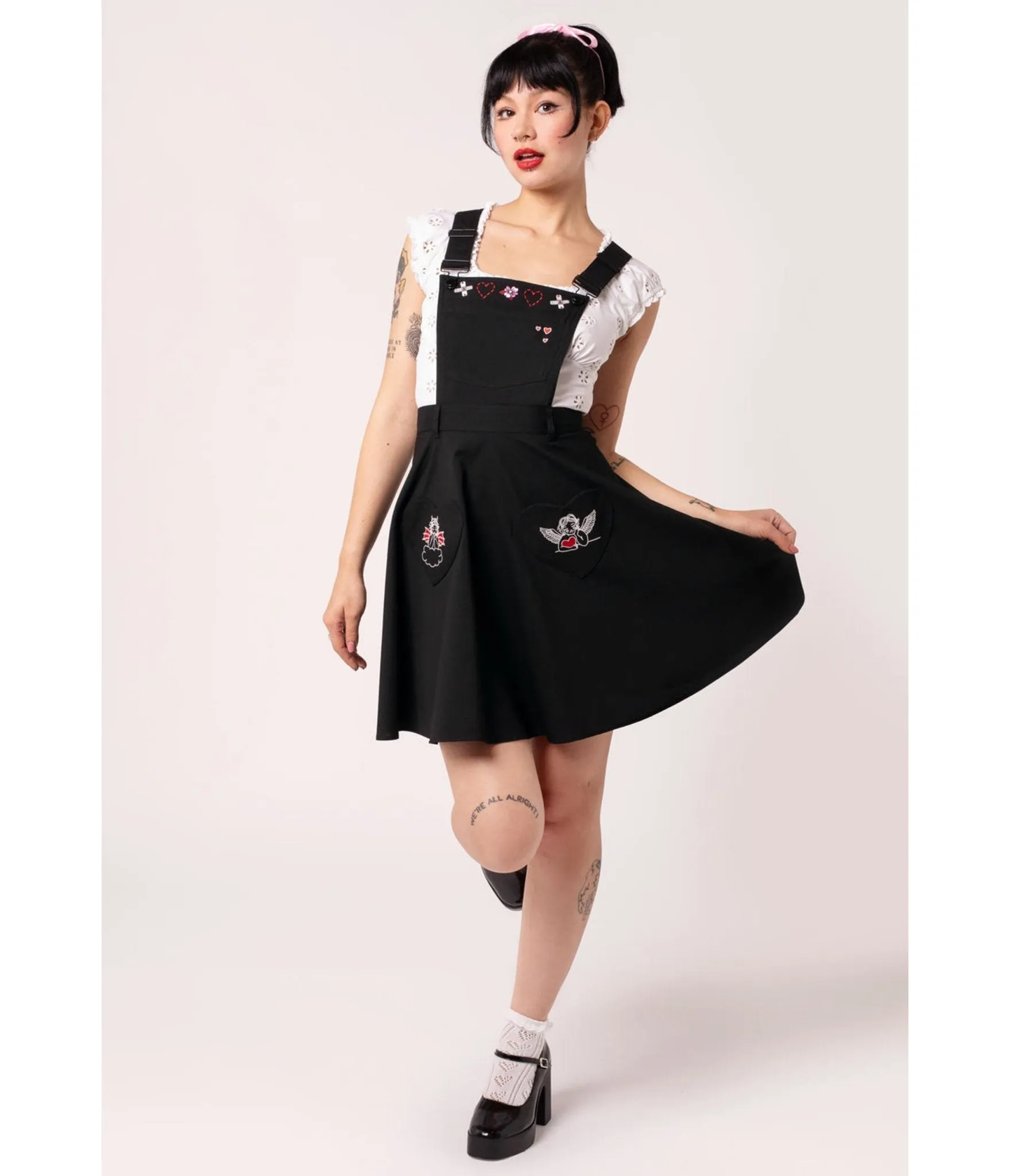 Hell Bunny Black Cupid Pinafore Skirt sold by Unique Vintage product image thumbnail 3