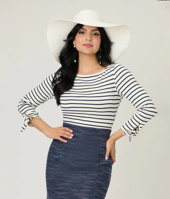 Unique Vintage Navy & White Stripe Gracie Top made by Unique Vintage