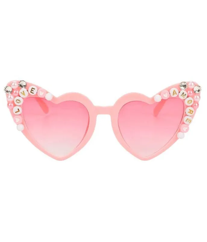 Pink Love Cat Eye Heart Glasses sold by Unique Vintage
