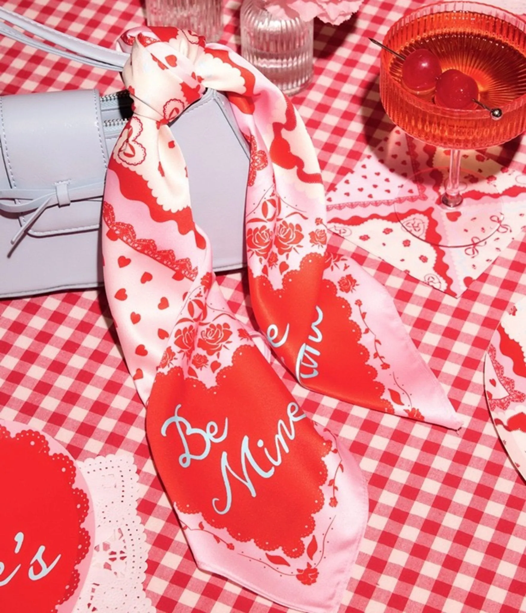 Pink Valentines Day Hair Scarf sold by Unique Vintage