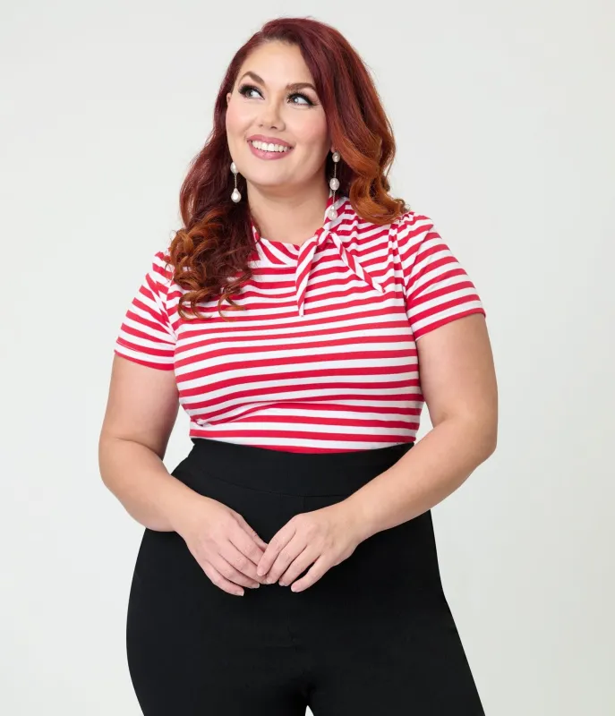 Unique Vintage Plus Size White & Red Bow Sweetie Knit Top made by Unique Vintage