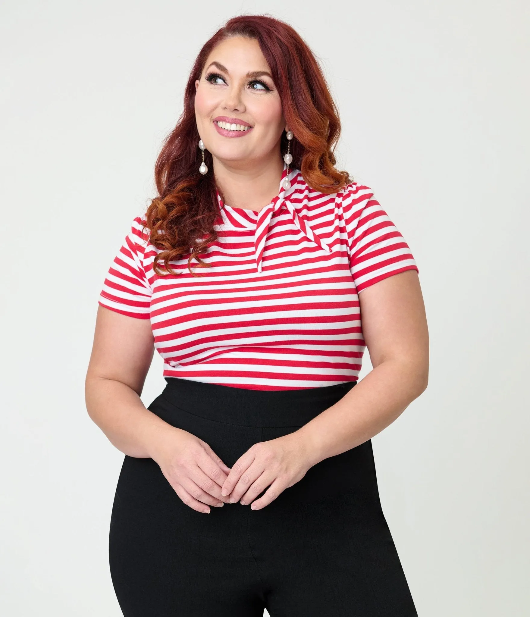 Unique Vintage Plus Size White & Red Bow Sweetie Knit Top sold by Unique Vintage