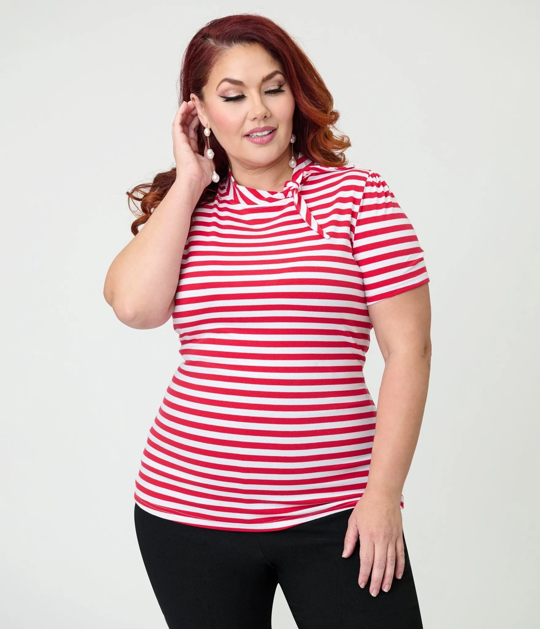 Unique Vintage Plus Size White & Red Bow Sweetie Knit Top sold by Unique Vintage product image thumbnail 3