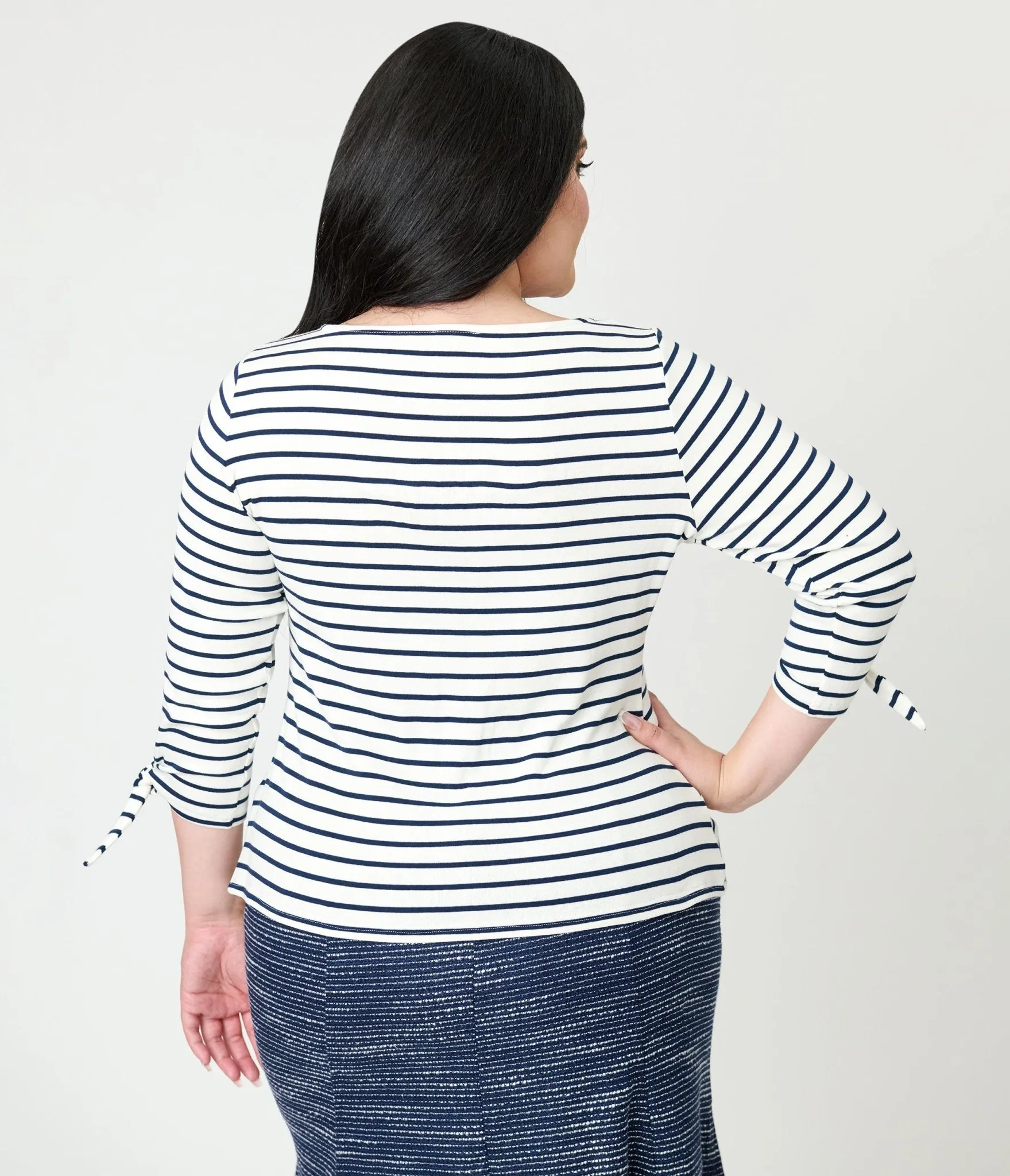 Unique Vintage Plus Size Navy & White Stripe Gracie Top sold by Unique Vintage product image thumbnail 2