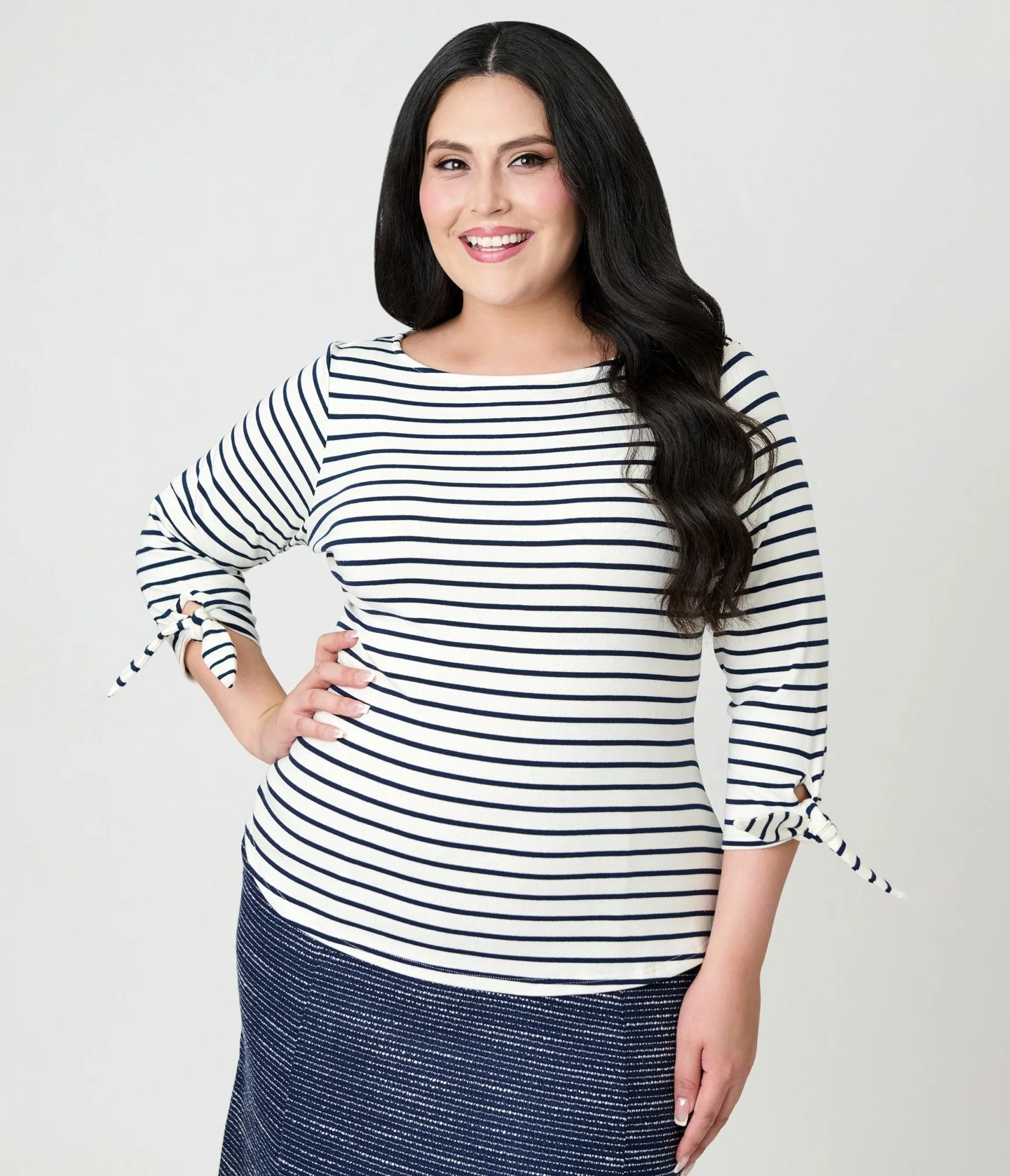 Unique Vintage Plus Size Navy & White Stripe Gracie Top sold by Unique Vintage product image thumbnail 3