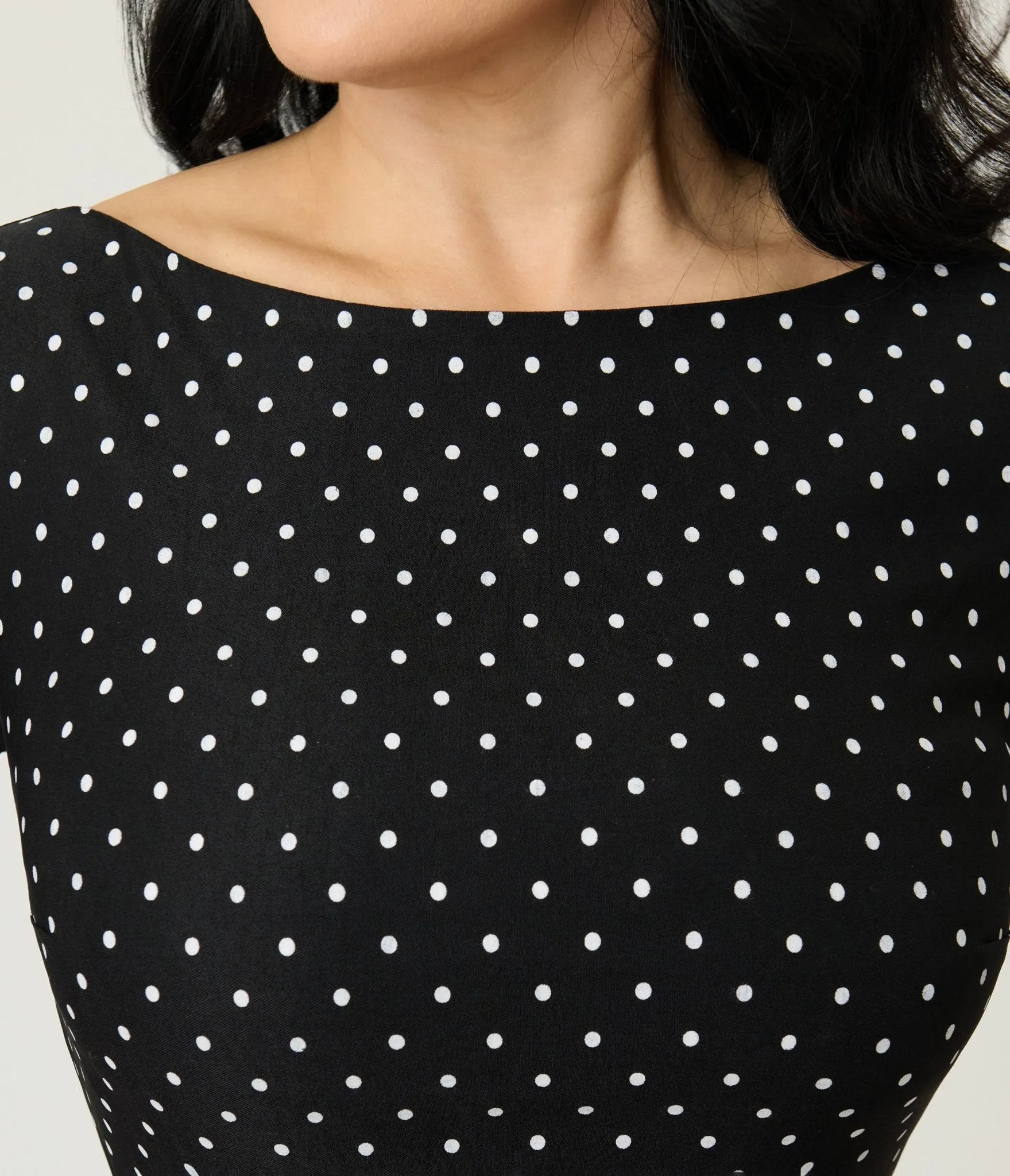 Unique Vintage Black & White Pin Dot Devon Swing Dress sold by Unique Vintage product image thumbnail 4