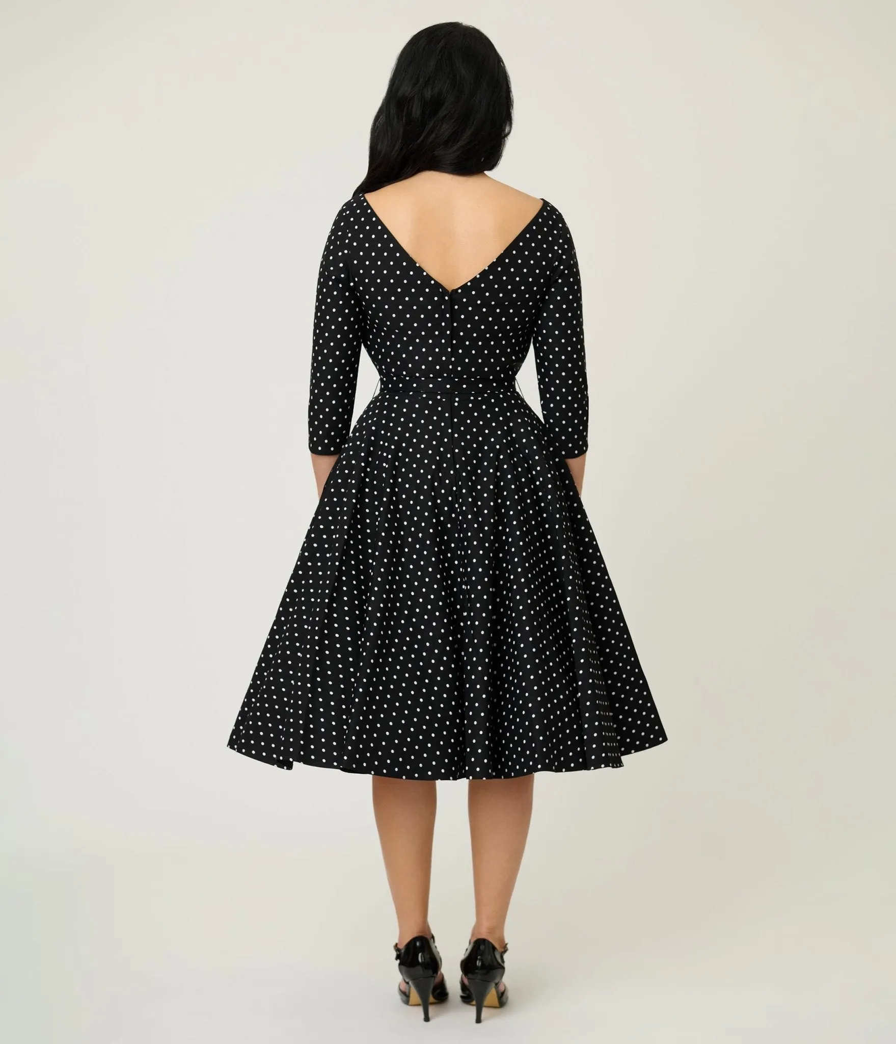 Unique Vintage Black & White Pin Dot Devon Swing Dress sold by Unique Vintage product image thumbnail 2