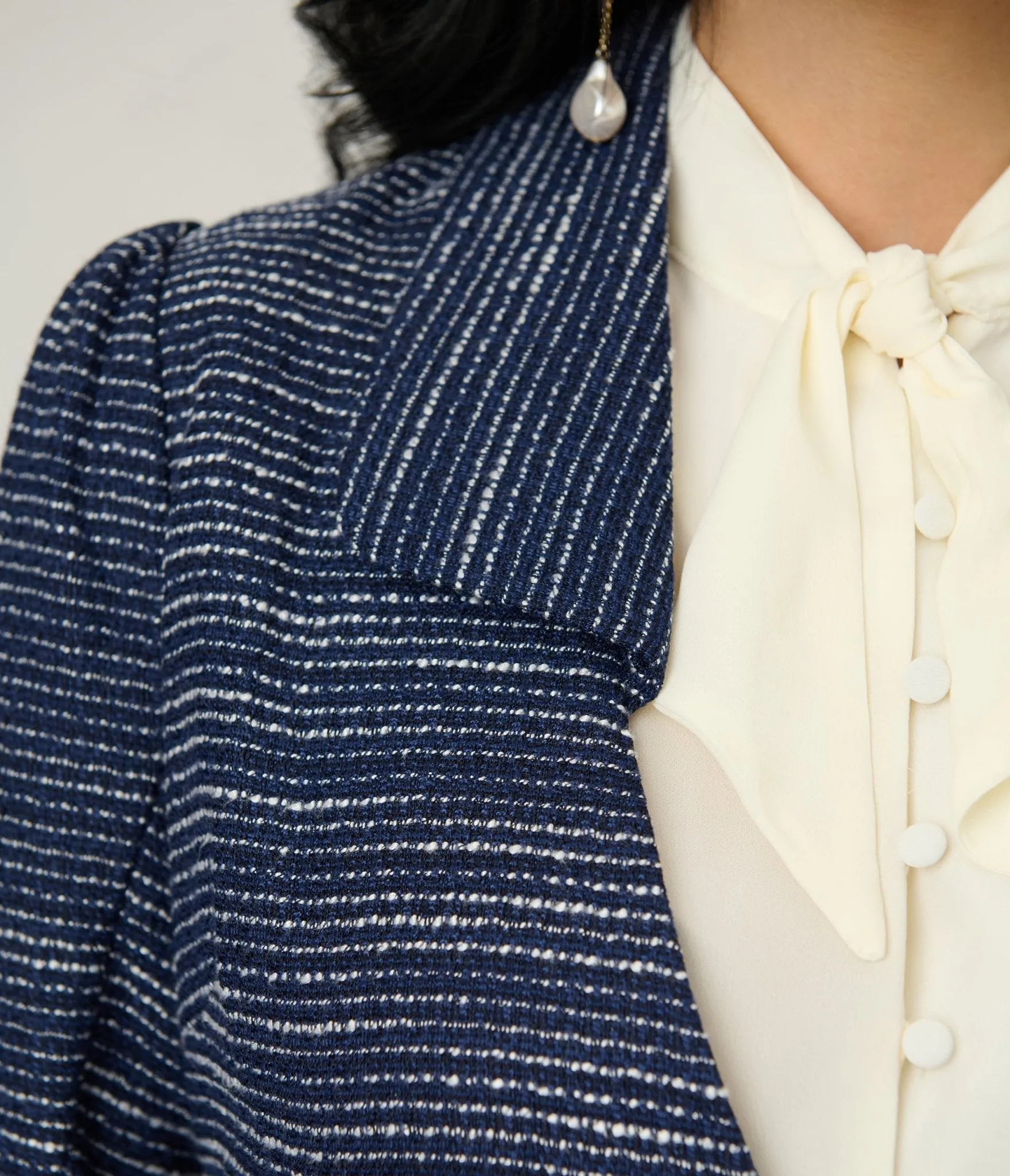Unique Vintage 1940s Navy & White Tweed Belted Jacket sold by Unique Vintage product image thumbnail 5