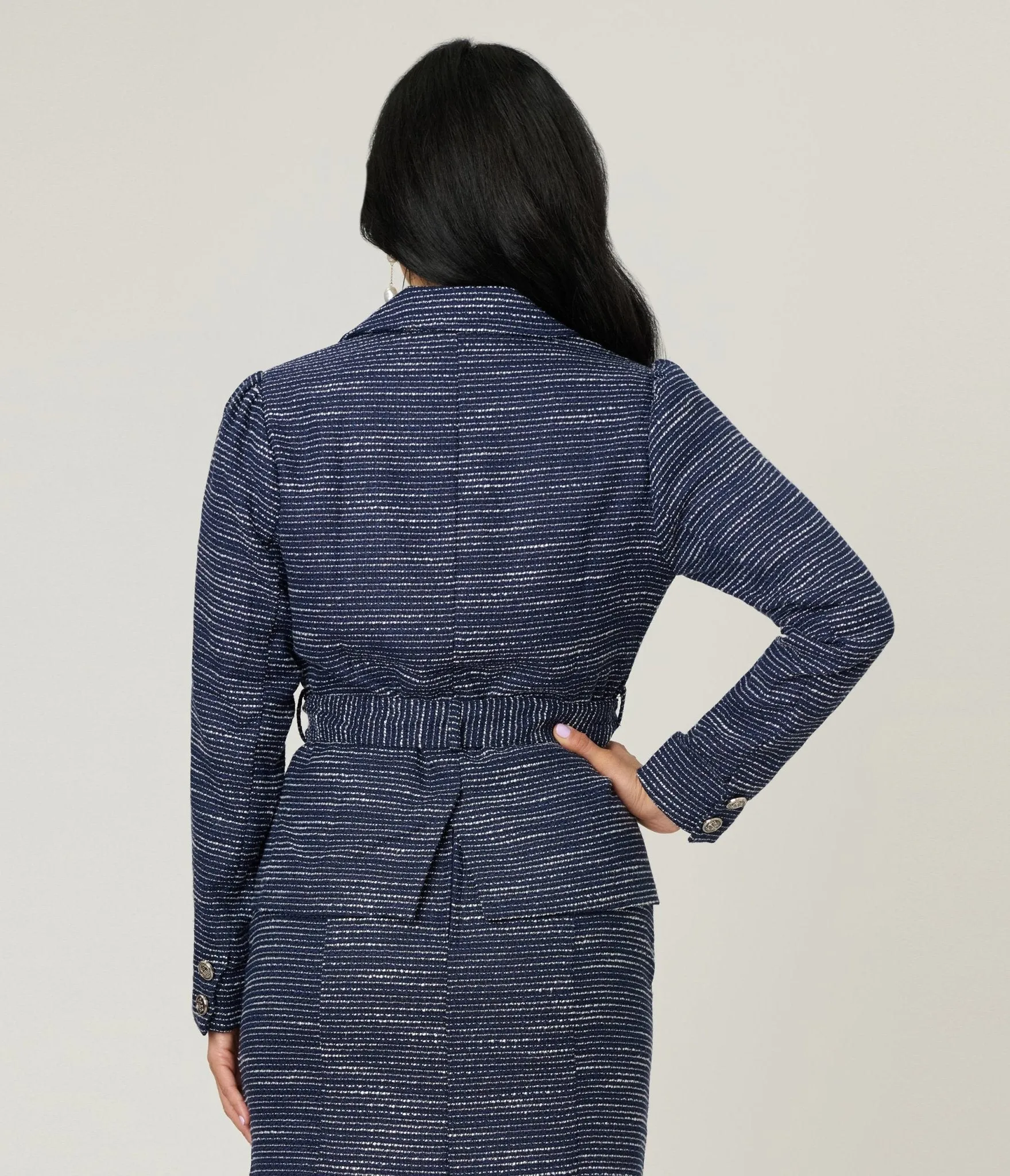 Unique Vintage 1940s Navy & White Tweed Belted Jacket sold by Unique Vintage product image thumbnail 2