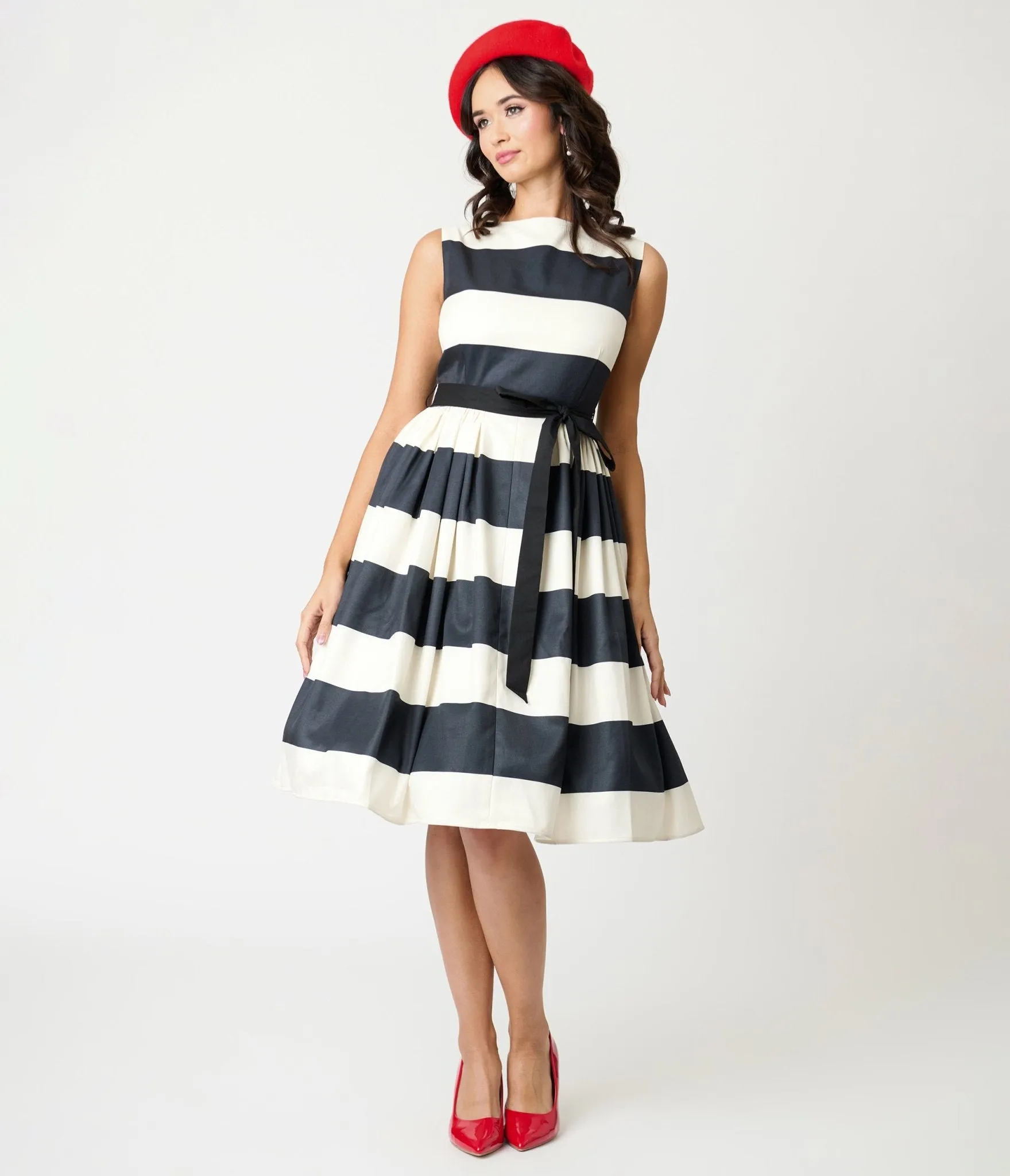 Unique Vintage Black & Ivory Stripe Swing Dress sold by Unique Vintage product image thumbnail 3