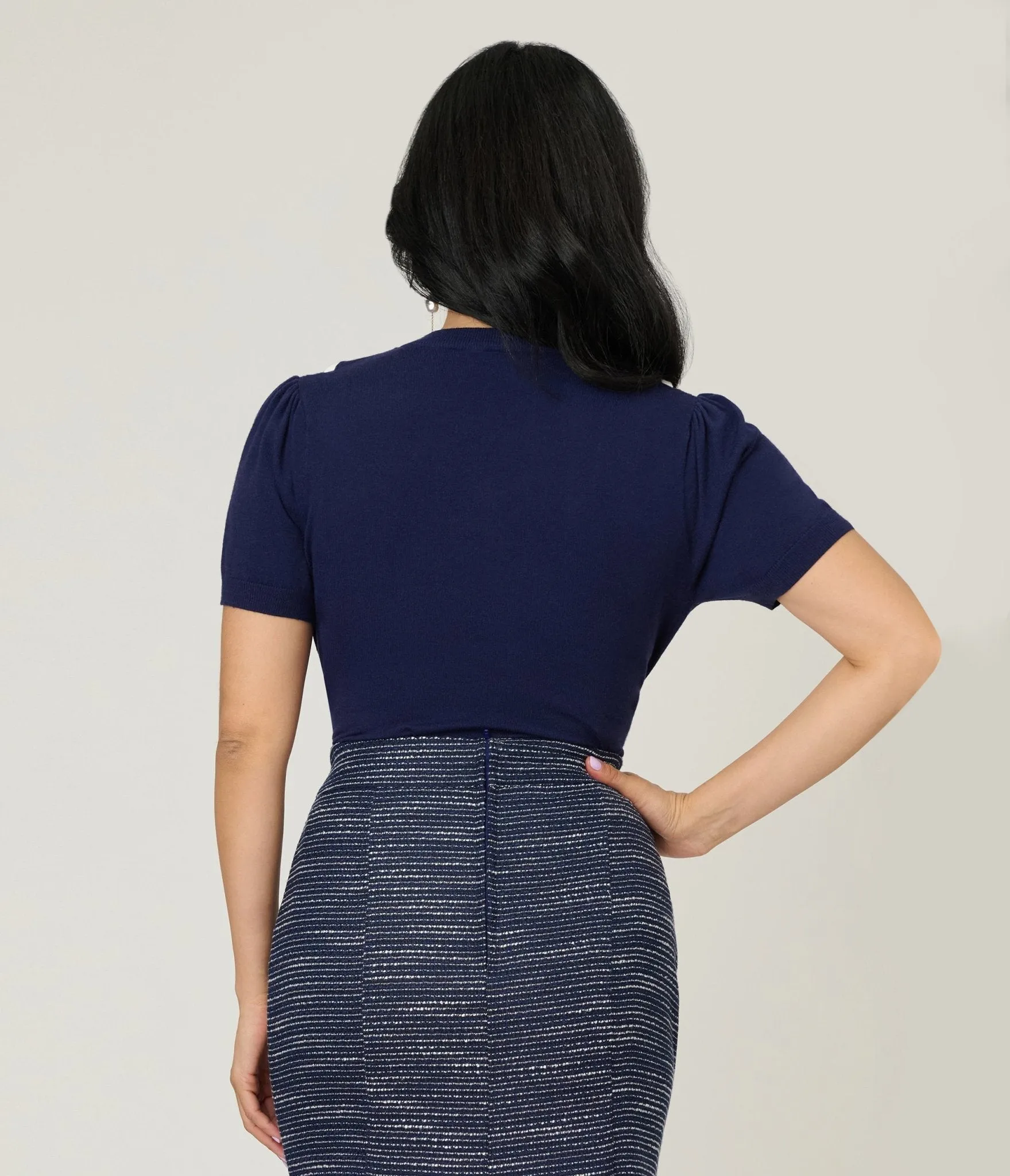 Unique Vintage Navy & White Cable Knit Neck Tie Park City Sweater sold by Unique Vintage product image thumbnail 2