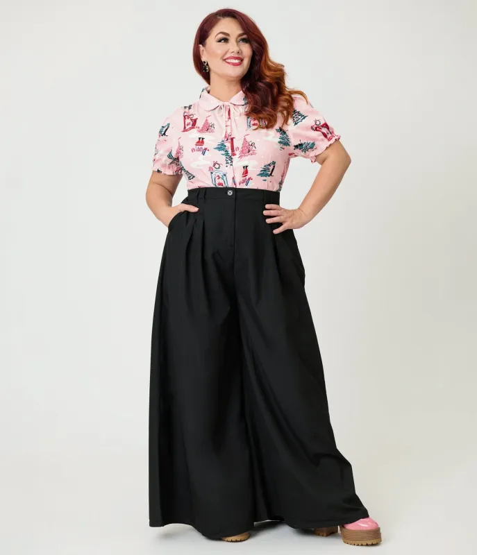 Hell Bunny Plus Size Black Simone Trousers made by Unique Vintage