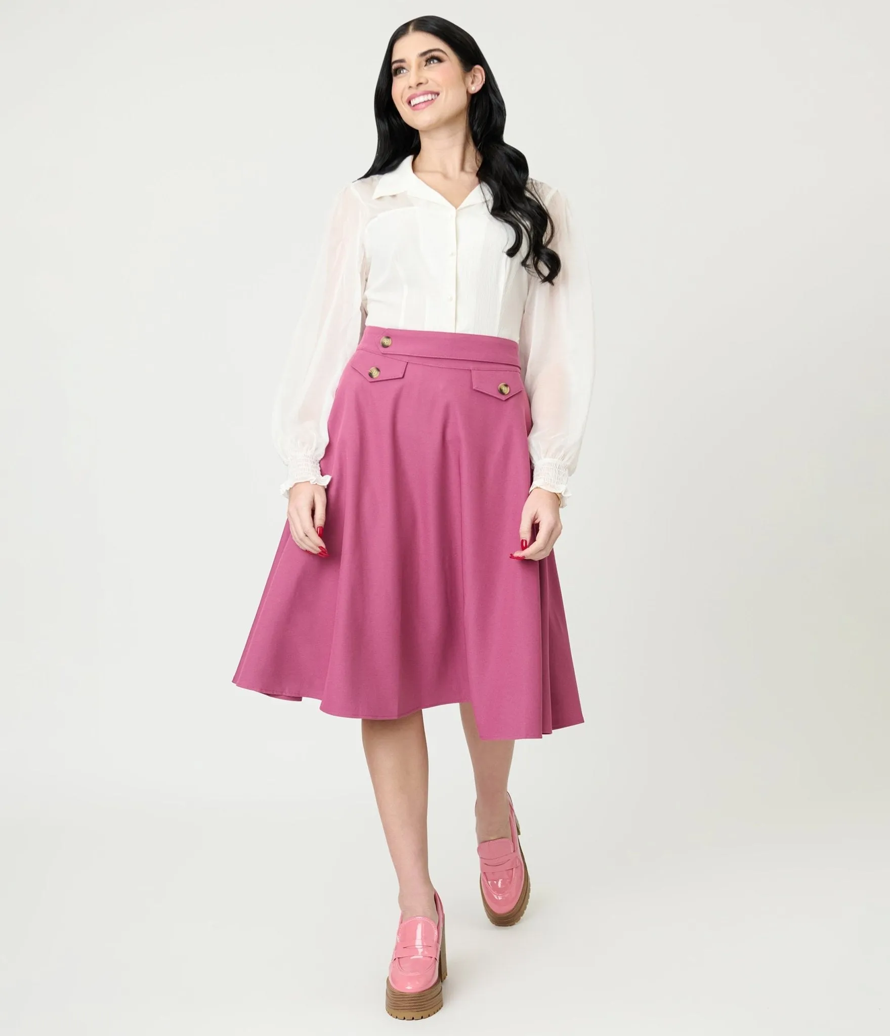 Royal Monk Light Pink Book Club Swing Skirt sold by Unique Vintage product image thumbnail 4