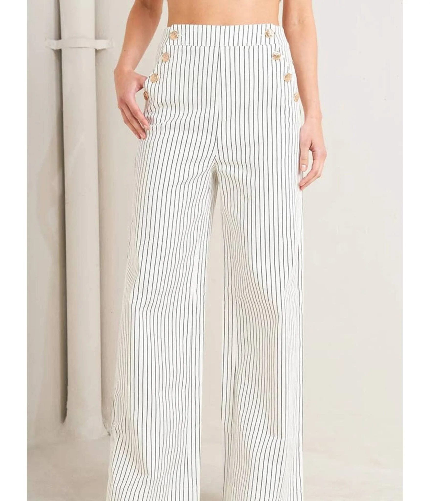 White Pin Stripe Woven Pants sold by Unique Vintage product image thumbnail 4