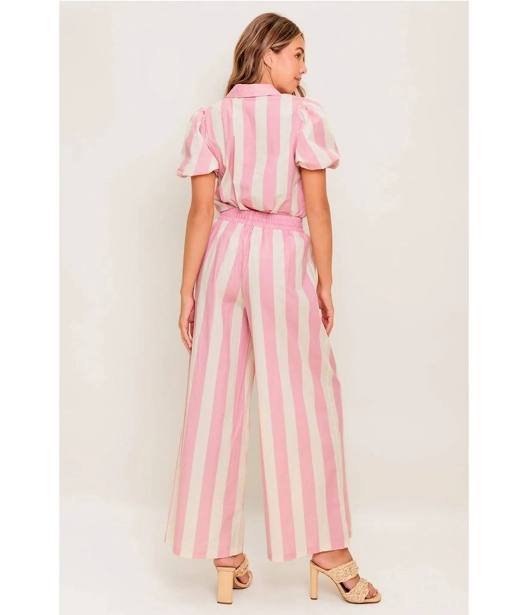 Pink & White Striped Cotton Top & Pants Set sold by Unique Vintage product image thumbnail 2