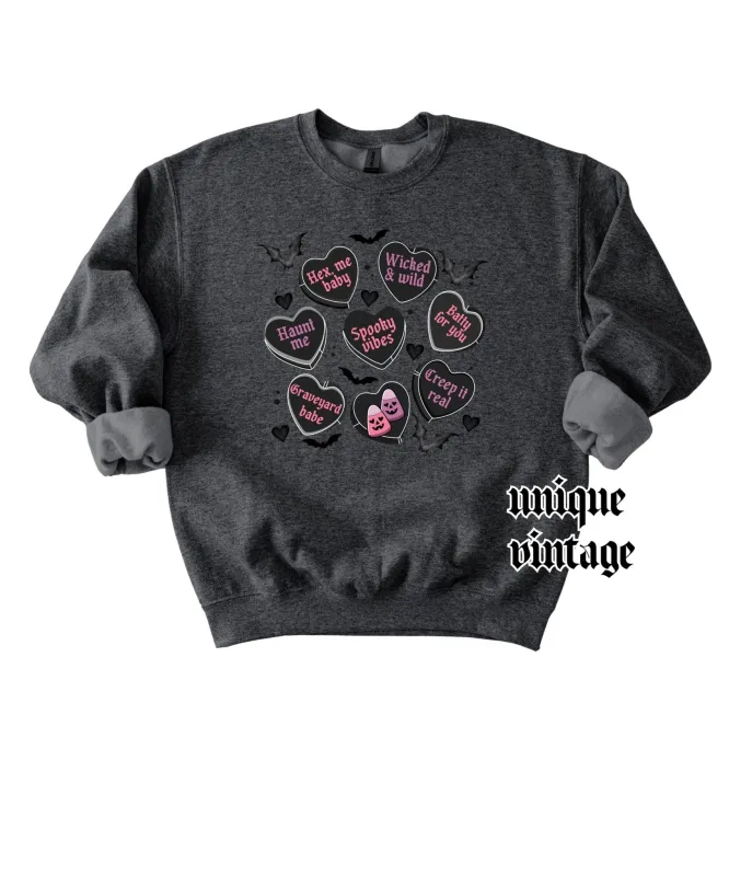 Spooky Hearts Unisex Graphic Sweatshirt sold by Unique Vintage