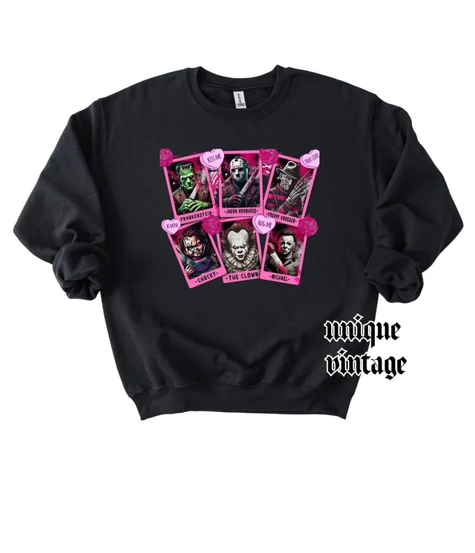 Horror Icons Valentines Unisex Sweatshirt sold by Unique Vintage
