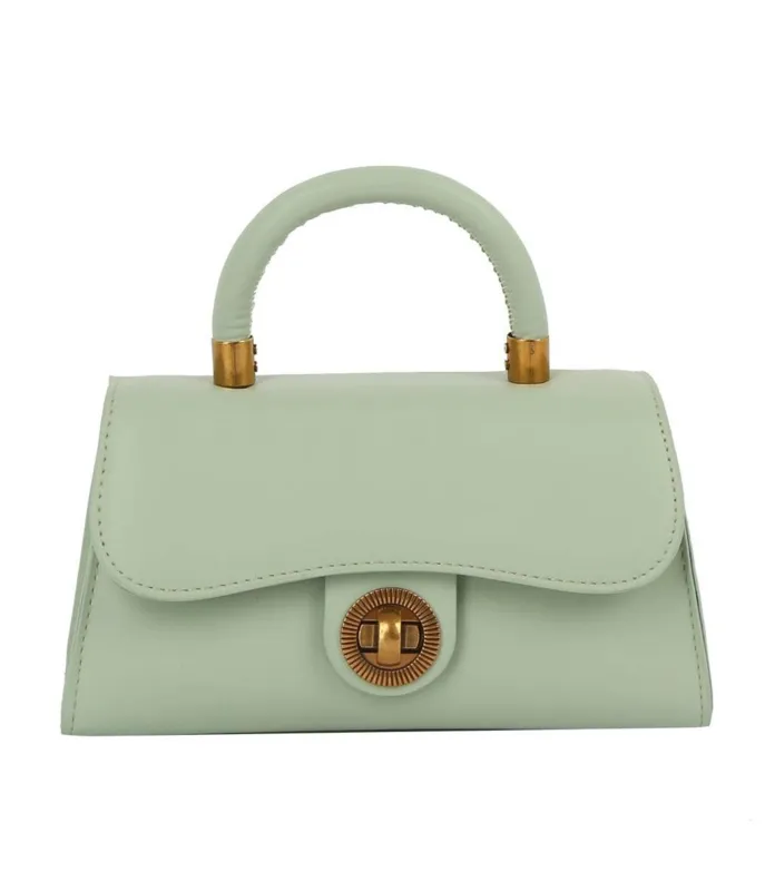 Sage Leatherette Satchel Handbag sold by Unique Vintage