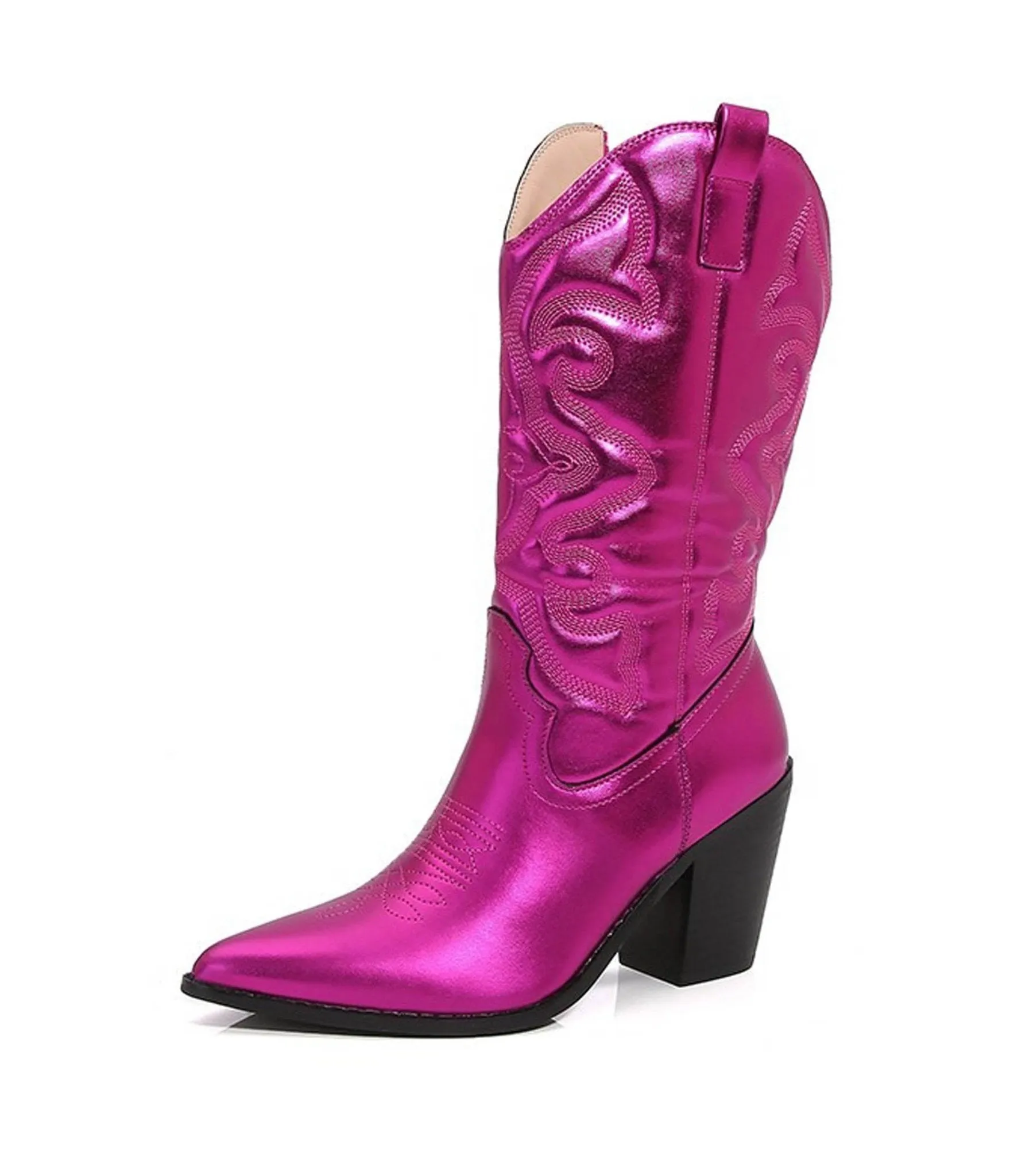 Hot Pink Metallic Cowboy Boots sold by Unique Vintage product image thumbnail 2