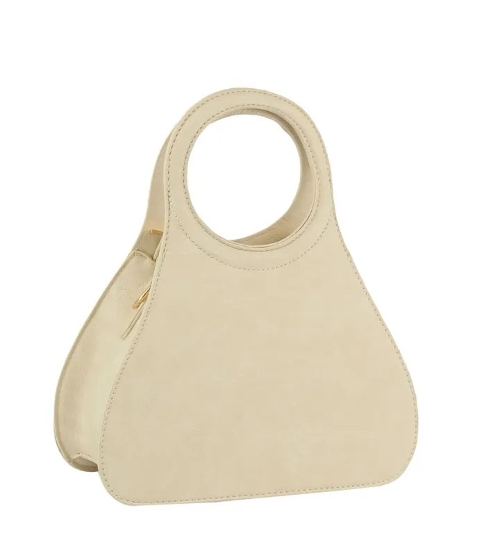 Cream Leatherette Handbag sold by Unique Vintage