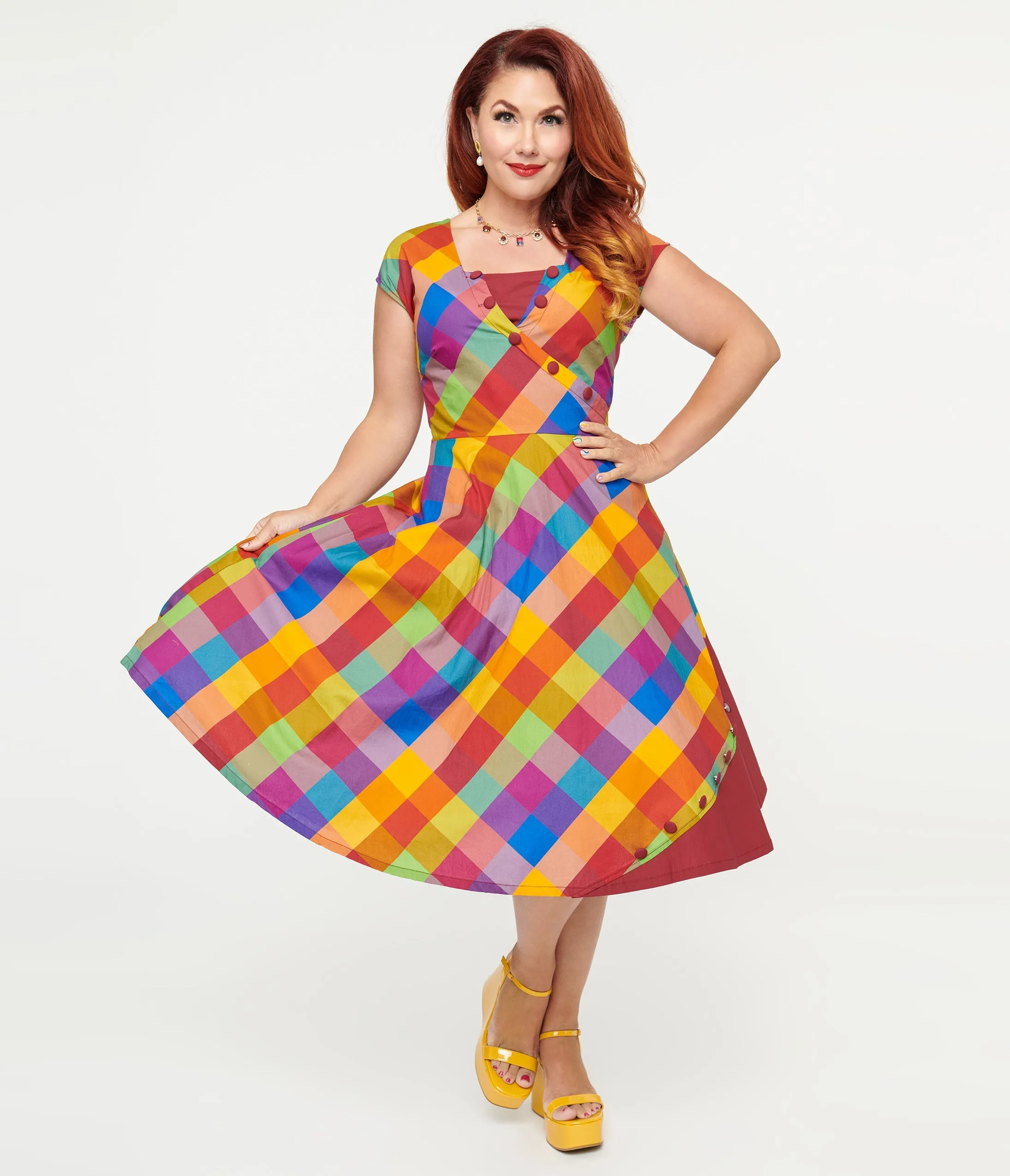 Unique Vintage 1950s Fall Madras Plaid Swing Dress sold by Unique Vintage