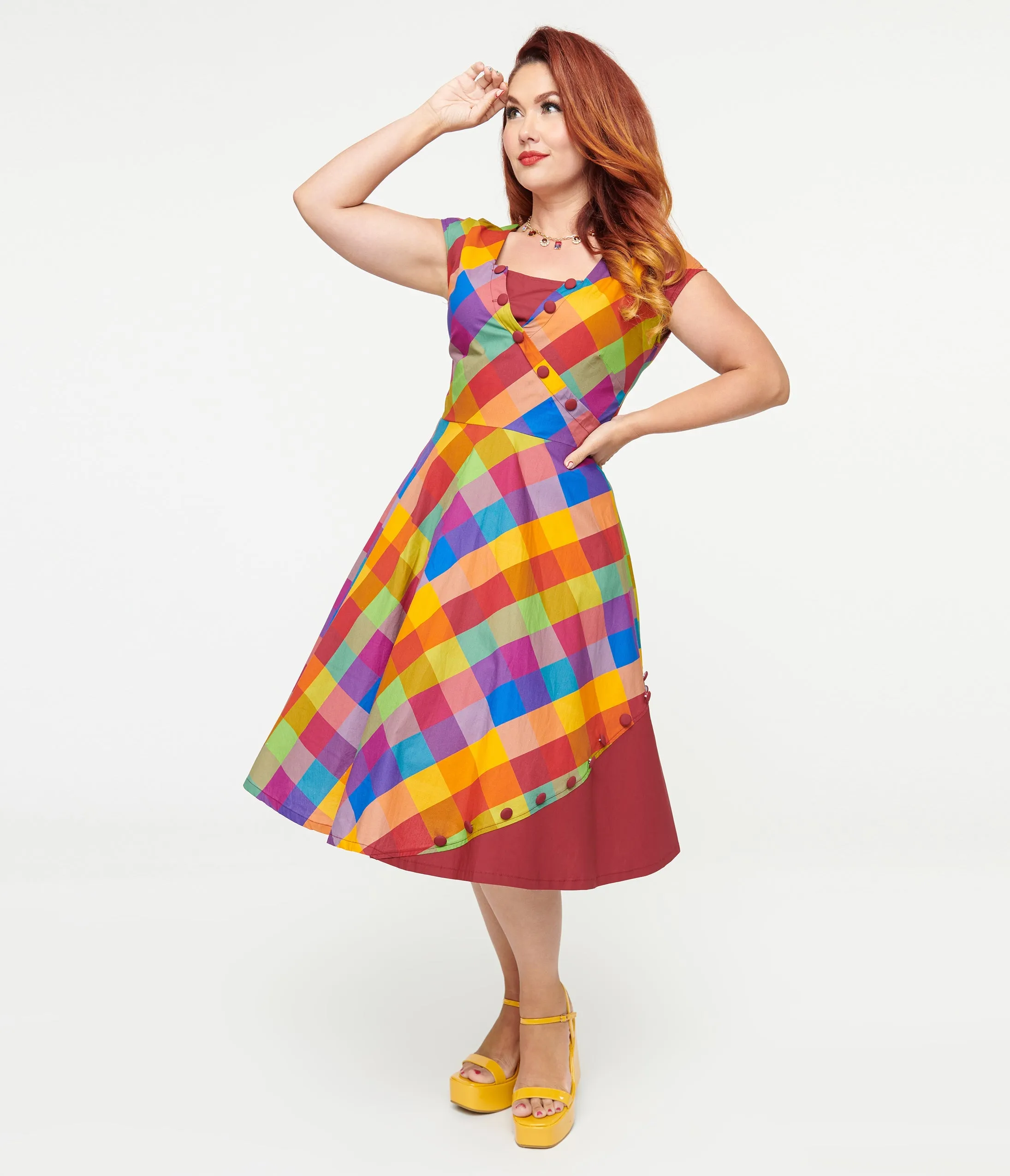 Unique Vintage 1950s Fall Madras Plaid Swing Dress sold by Unique Vintage product image thumbnail 3