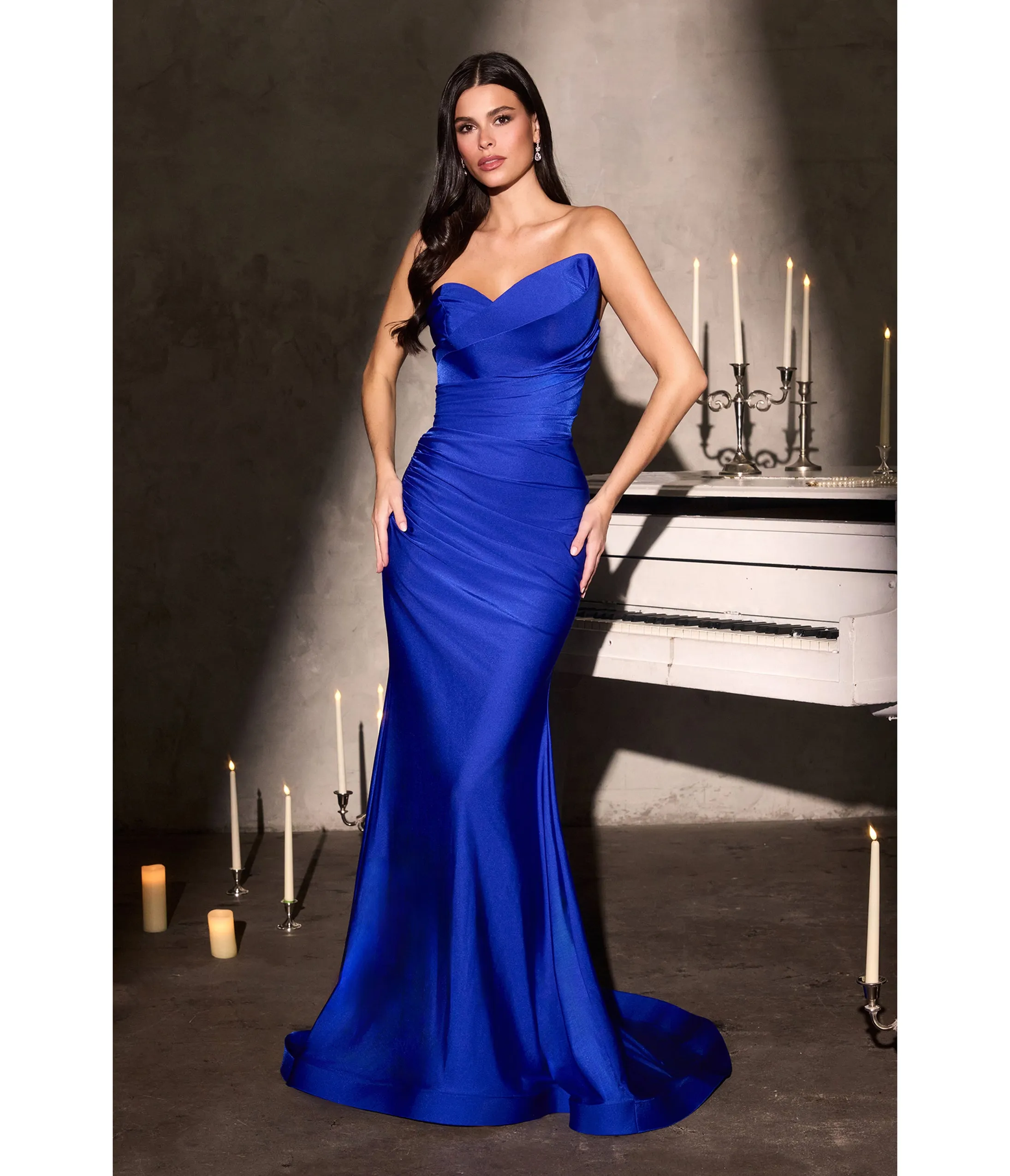 LaDivine by Cinderella Divine Royal Strapless Sweetheart Neck Mermaid Gown sold by Unique Vintage