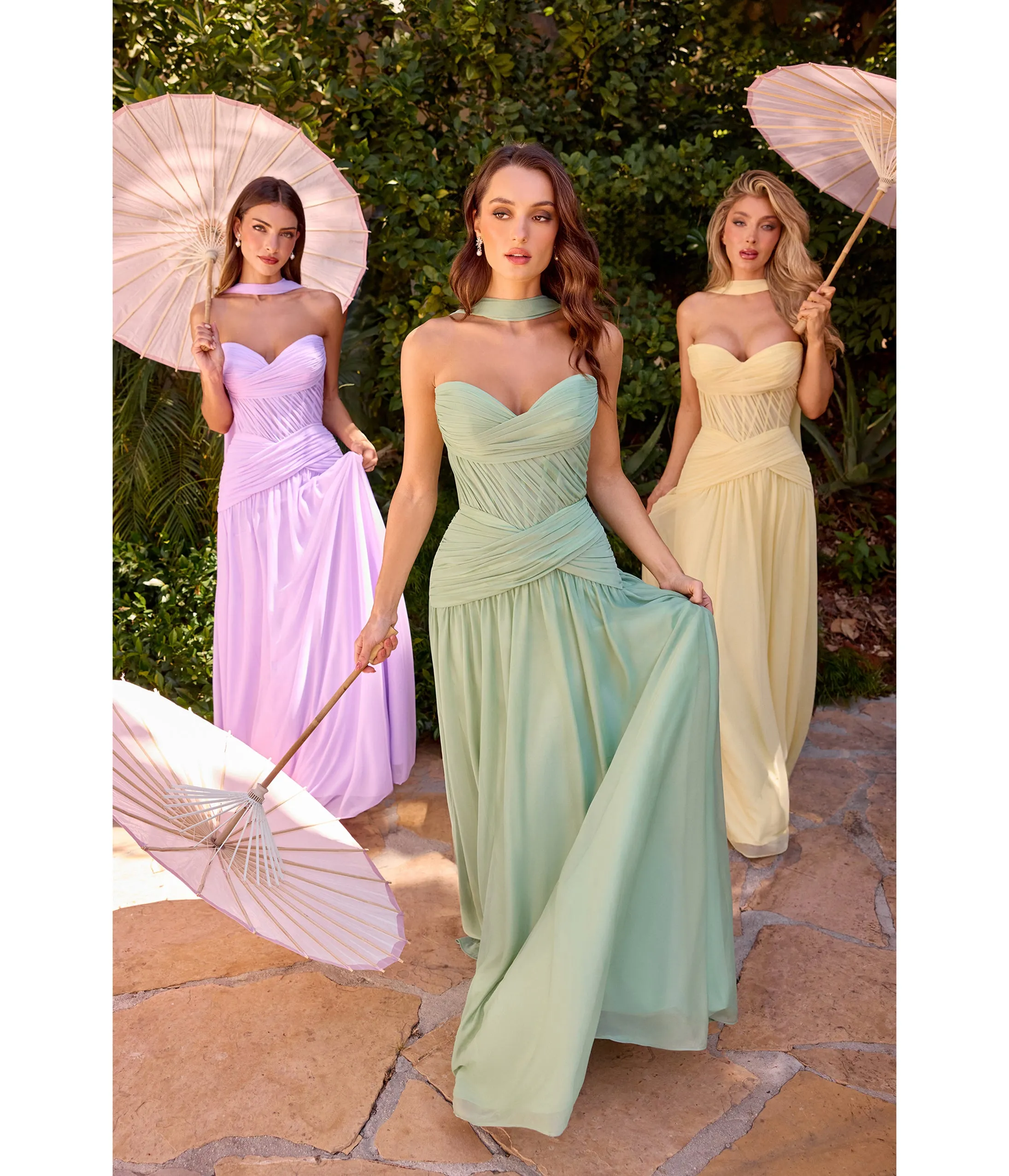 LaDivine by Cinderella Divine Light Yellow Sweetheart Neckline Evening Dress with Flowing Skirt sold by Unique Vintage product image thumbnail 3