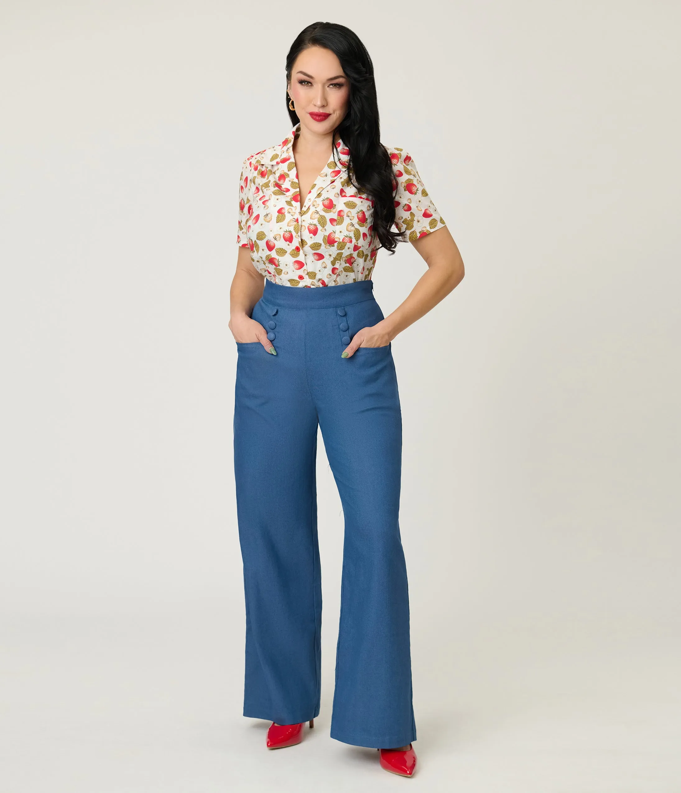 Unique Vintage 1960s Strawberry Print Cotton Blouse sold by Unique Vintage product image thumbnail 4